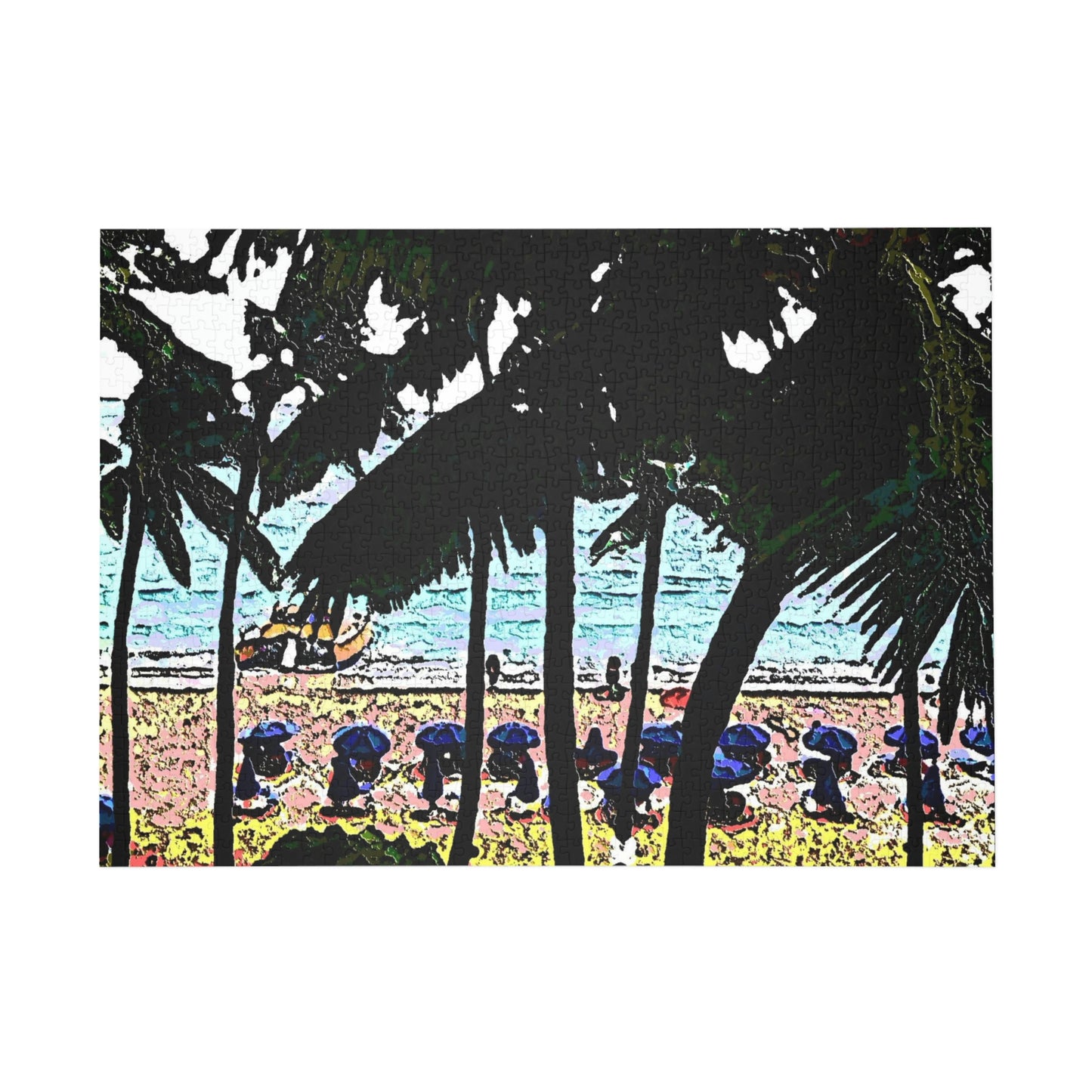 Puzzle (96, 252, 500, 1000-Piece) ...  "A Beautiful Beach Amongst The Palms" ... The Outrigger Waikiki, Honolulu, Oahu ... Original Works ...