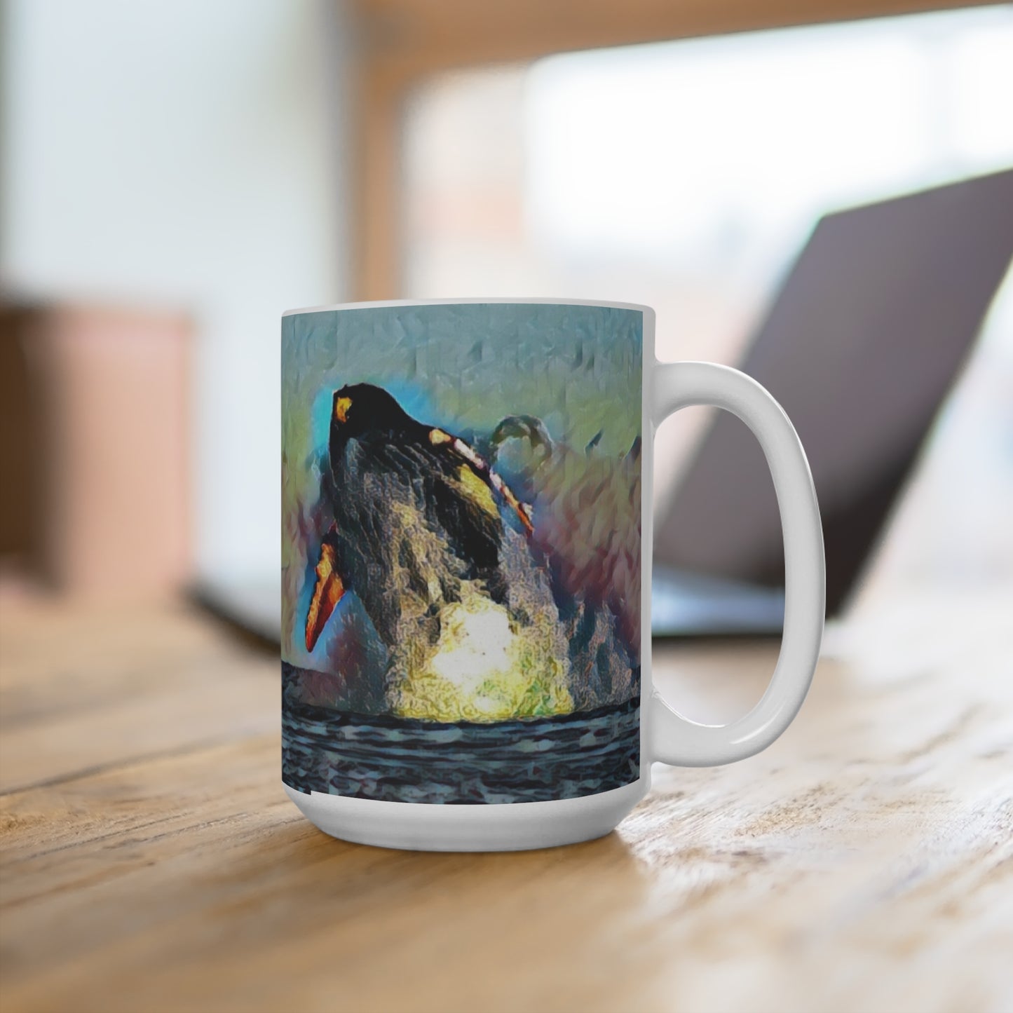 Mug 15oz ... An Extraordinary Humpback Breach ... 'With Explosive Energy' ... Family Archives (KPH) ... Circa: 21st Century. Maui, HI ... Original Works ...