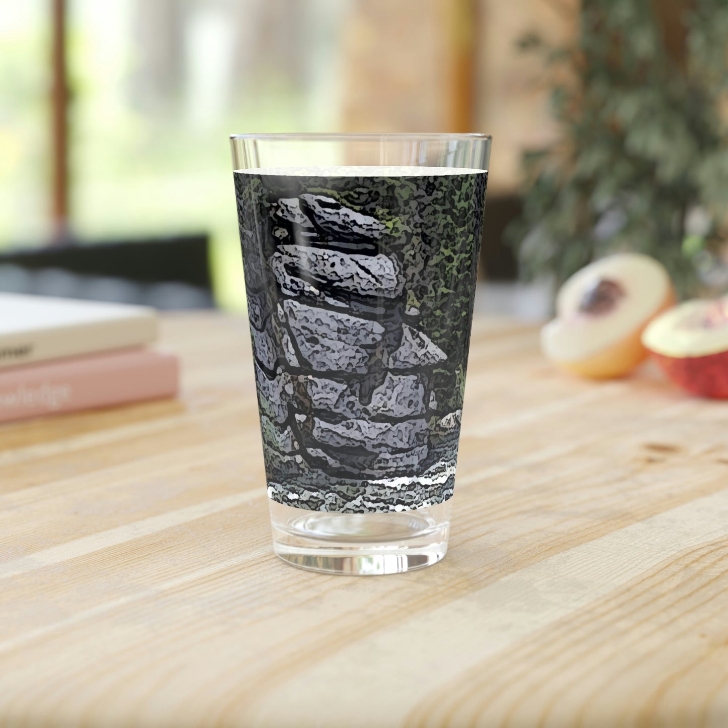 Pint Glass, 16oz ..."I Am Innocent" ... Tricky-Dick Immortalized ... Nixon Rock: Along The River ... Central Idaho, Summer 2020 ... Original Works ...