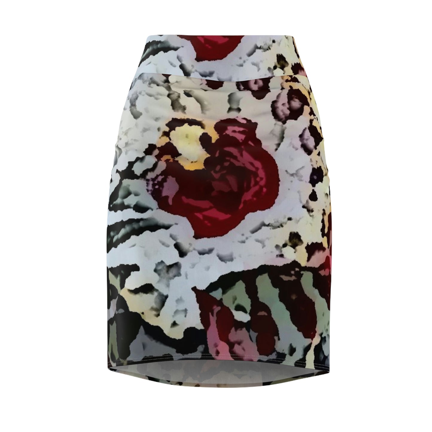 Women's Pencil Skirt ... "A Friendly Flower" ... Pointsettia 'Pointing' ... Original Works ... (Supplied Photograph) ...
