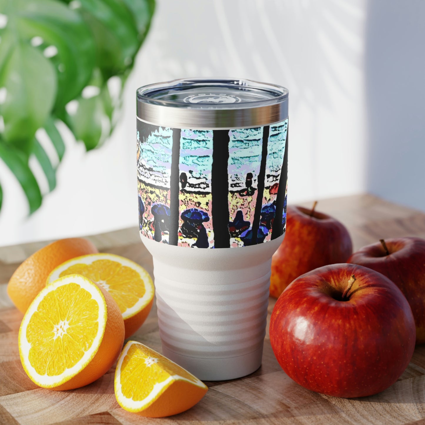 Ringneck Tumbler, 30oz ... "A Beautiful Beach Amongst The Palms" ... The Outrigger Waikiki, Honolulu, Oahu ... Original Works ...