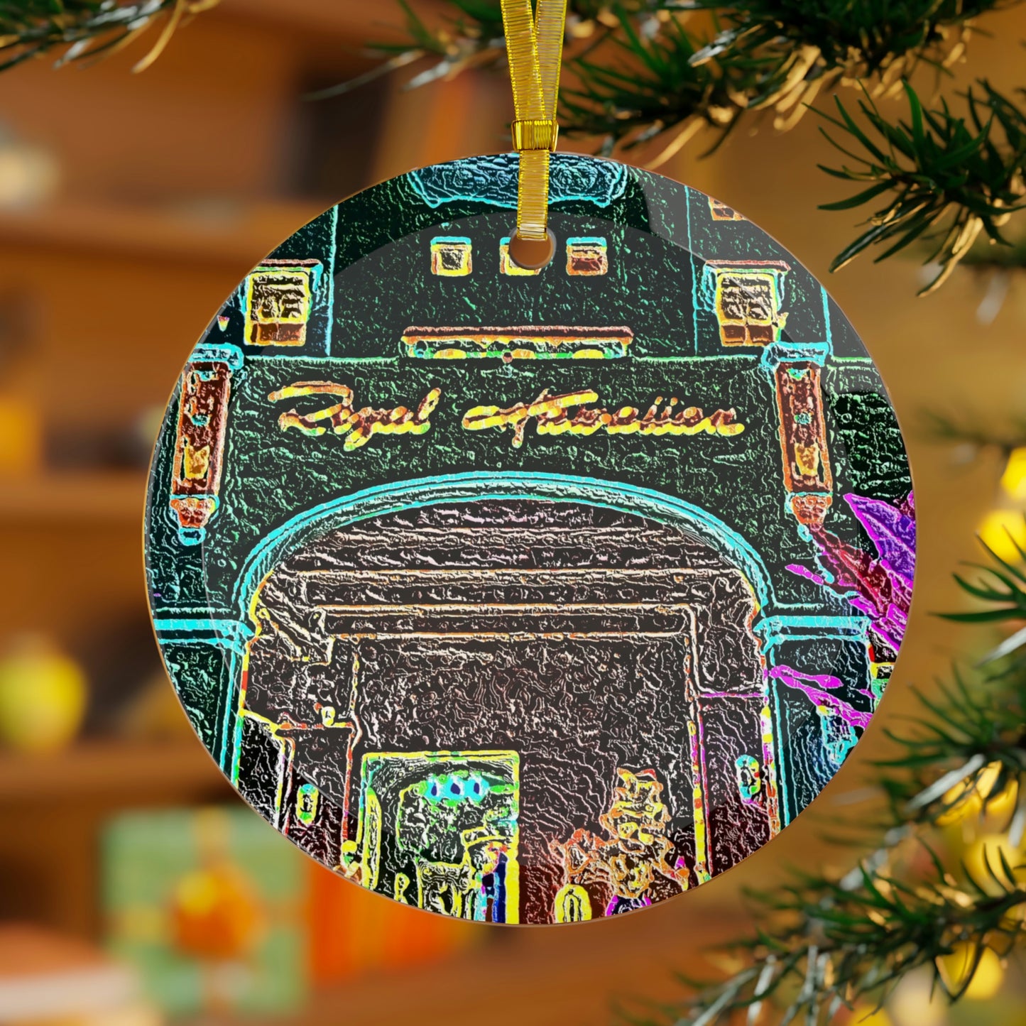 Glass Ornament ... "La Grande Entree" At: 'The Pink Palace' ... The Royal Hawai'ian ... Honolulu, HI ... '27Oct2014' ... Original Works ...