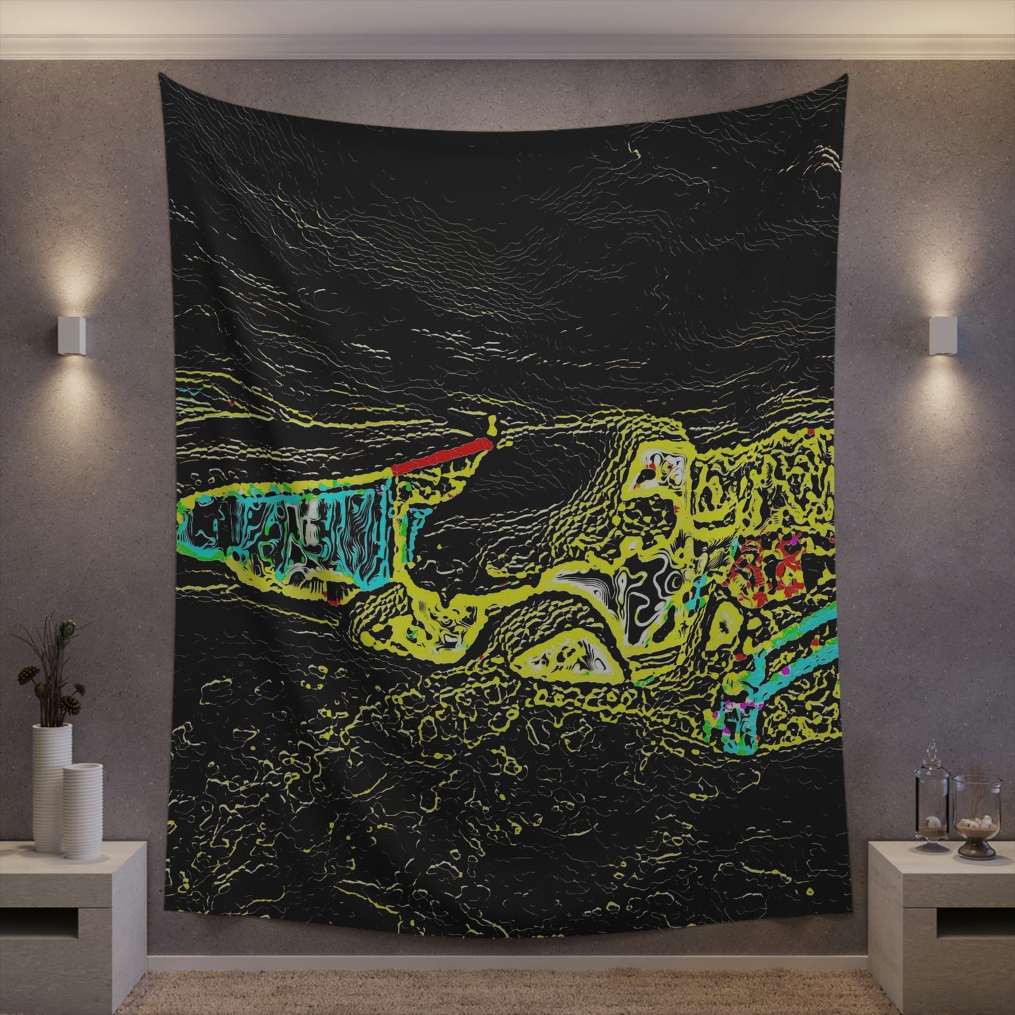 Printed Wall Tapestry ... "Snow Vehicle In Snow Storm At-Rest" ... Circa 12Mar23 ... Central Idaho ... 18-Hours Rendering Time: Original Works ...