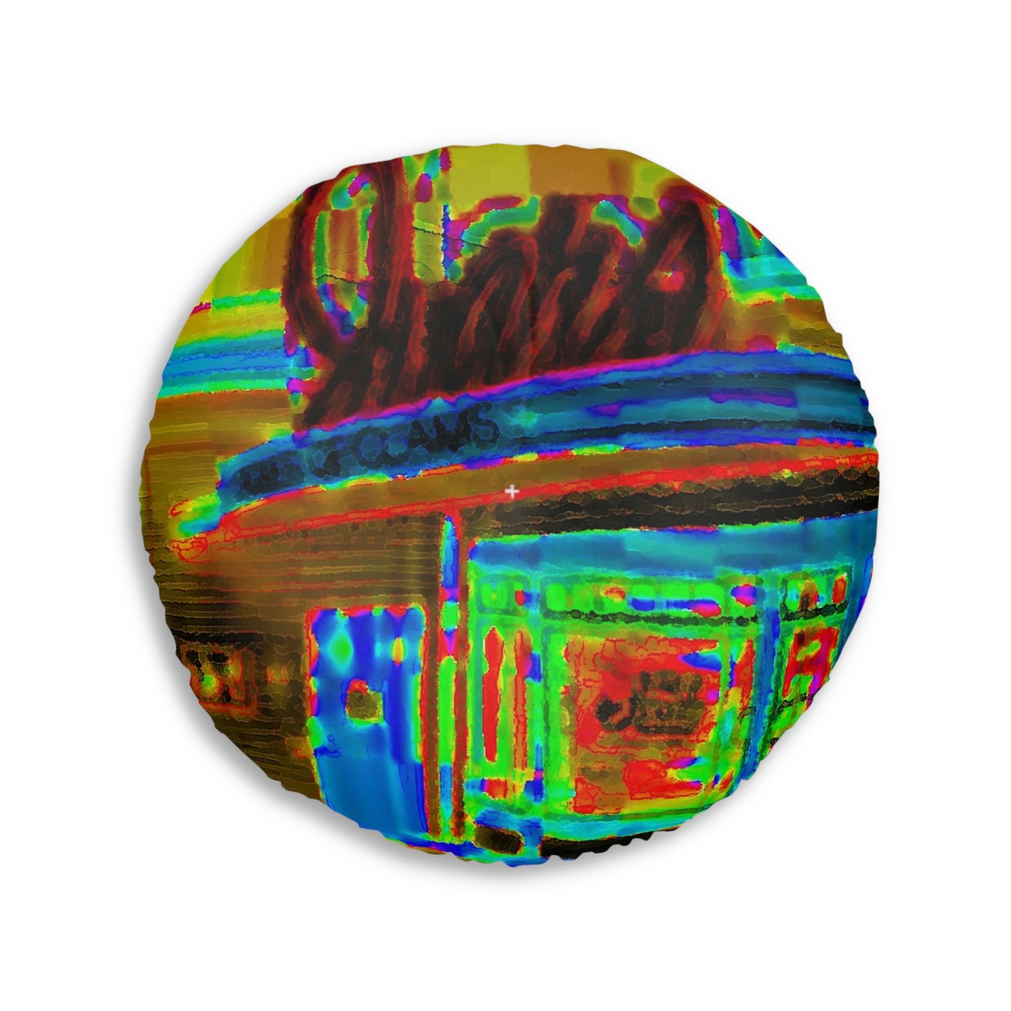 Tufted Floor Pillow, Round ... In-A-Hurry & Stressed? ... Remember: Keep "Clam" ... Clam_Happy ...  'Ivars: Seattle Waterfront' ... Personal Archives ... Original Works ...
