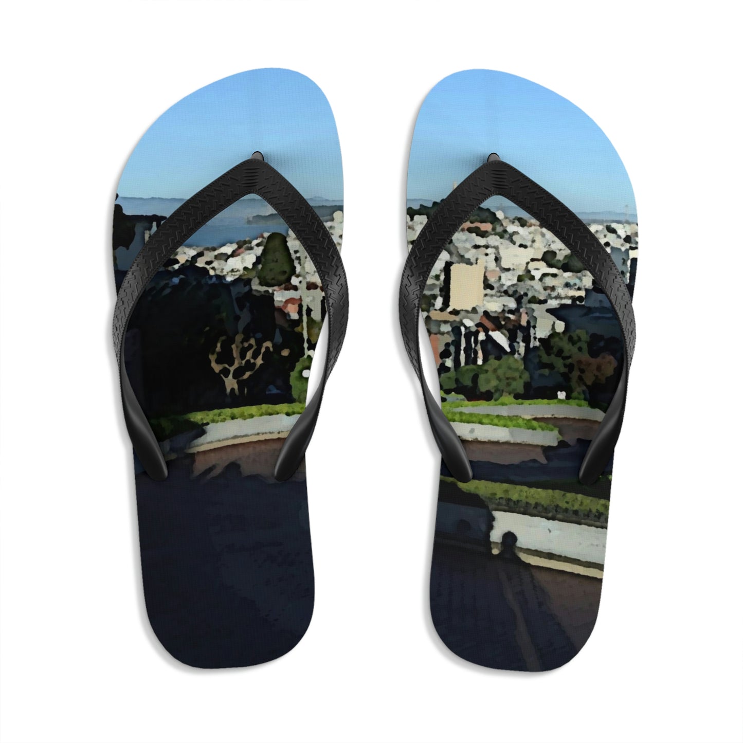 Unisex Flip-Flops  ... "Lombard Street San Francisco, CA, USA" ... Family Archives 1970's ... Original Works ...