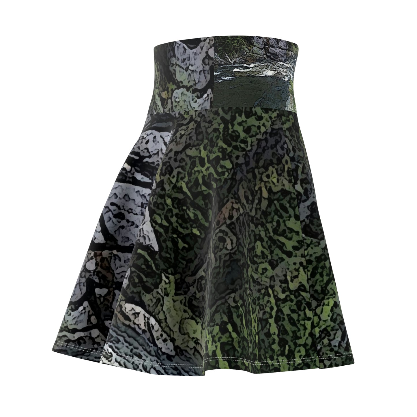 Women's Skater Skirt ..."I Am Innocent" ... Tricky-Dick Immortalized ... Nixon Rock: Along The River ... Central Idaho, Summer 2020 ... Original Works ...