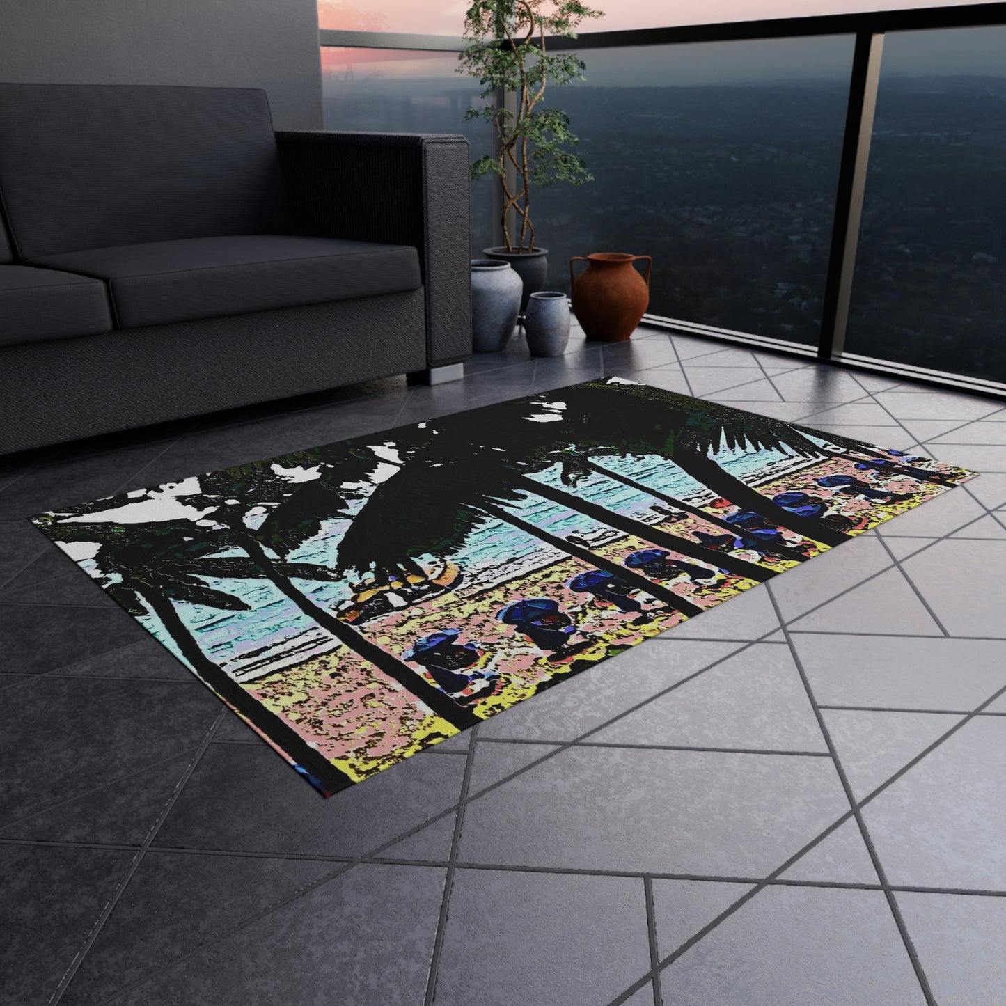 Outdoor Rug ... "A Beautiful Beach Amongst The Palms" ... The Outrigger Waikiki, Honolulu, Oahu ... Original Works ...