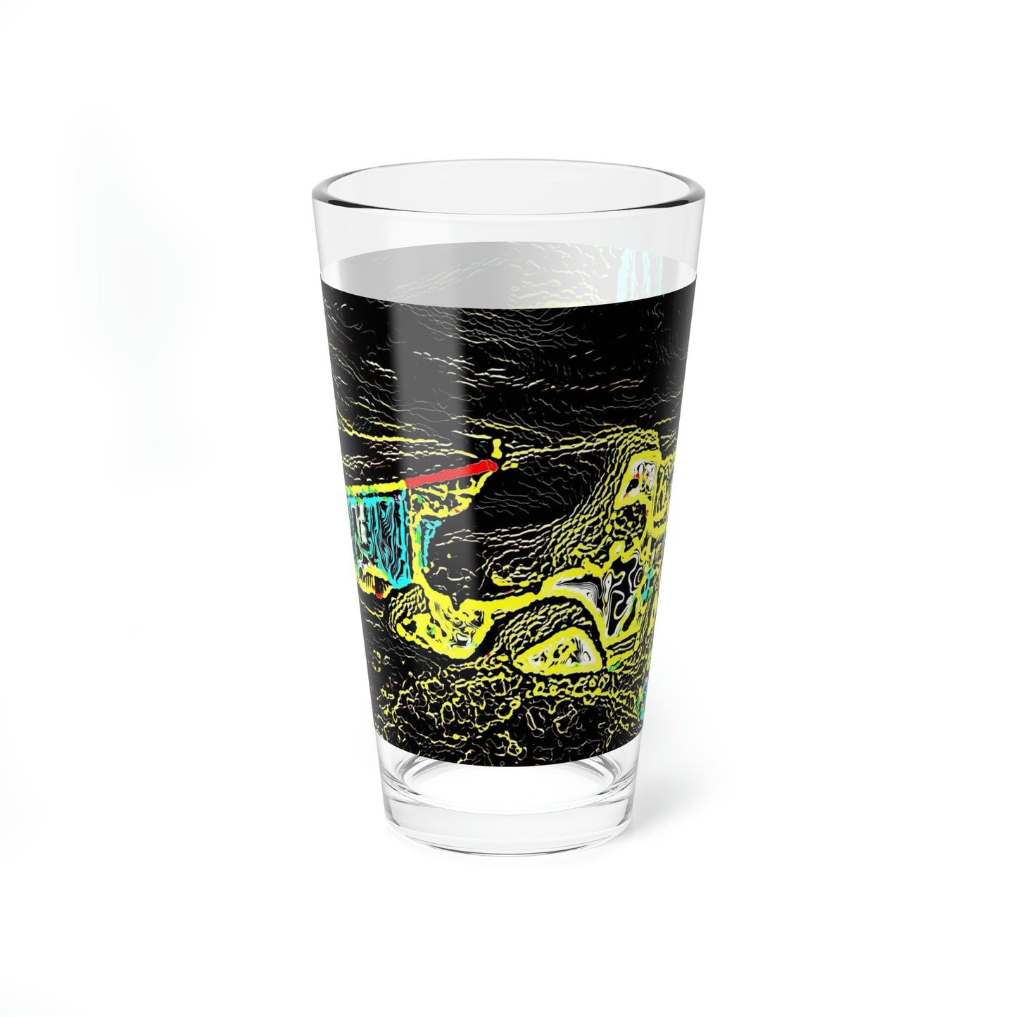 Mixing Glass, 16oz ... "Snow Vehicle In Snow Storm At-Rest" ... Circa 12Mar23 ... Central Idaho ... 18-Hours Rendering Time: Original Works ...