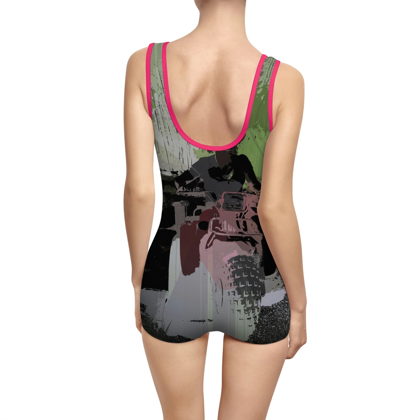 Women's Vintage Swimsuit ... 3-Wheeln' N' Groovin The Mountain Roads ... Central Idaho ... Original Works ...
