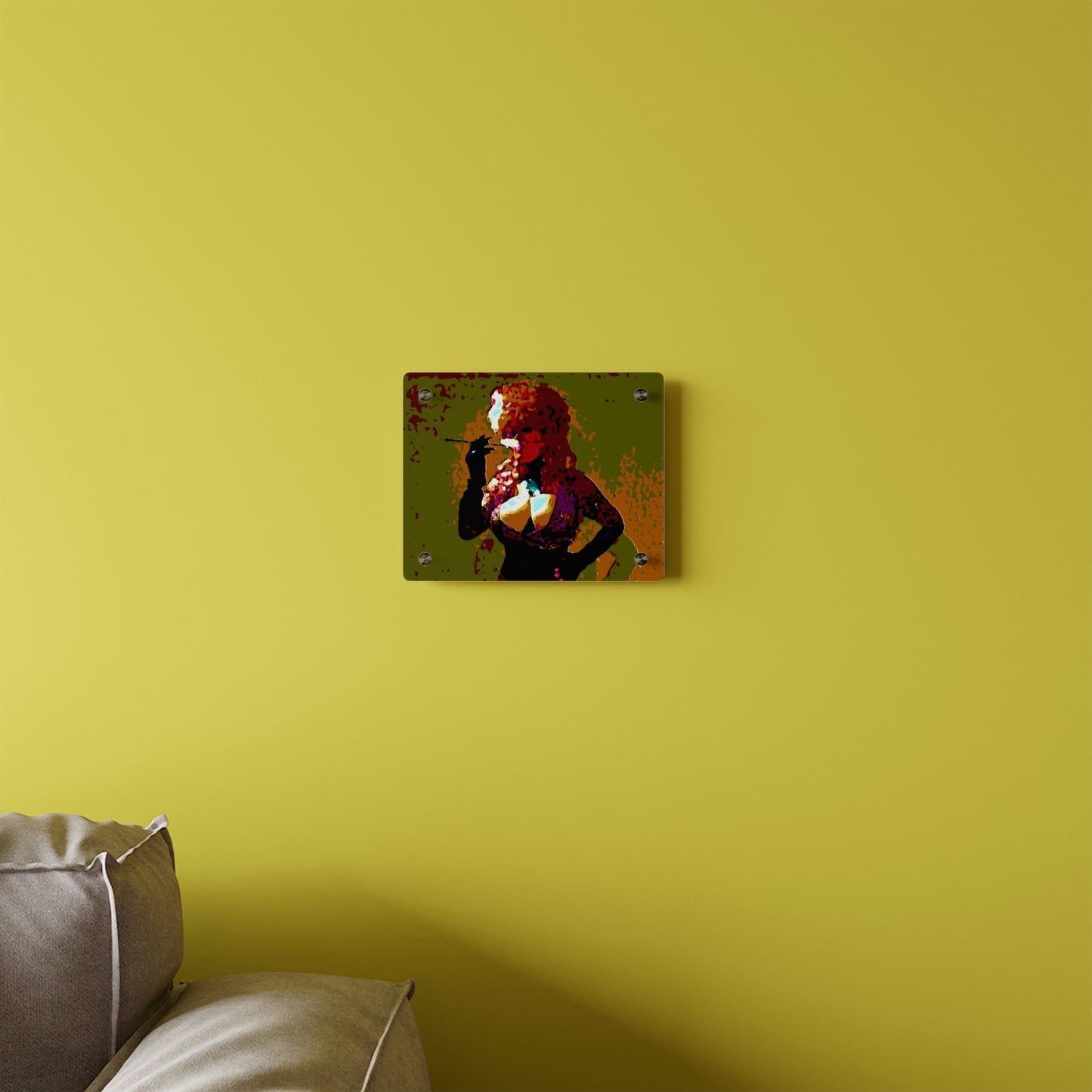 Acrylic Wall Art Panels ...  A Colleague Overseas ... 'Enjoying A Fag' ... Original Works ... "April Fools 2023" ... Hot-Tranny-Smoke ...