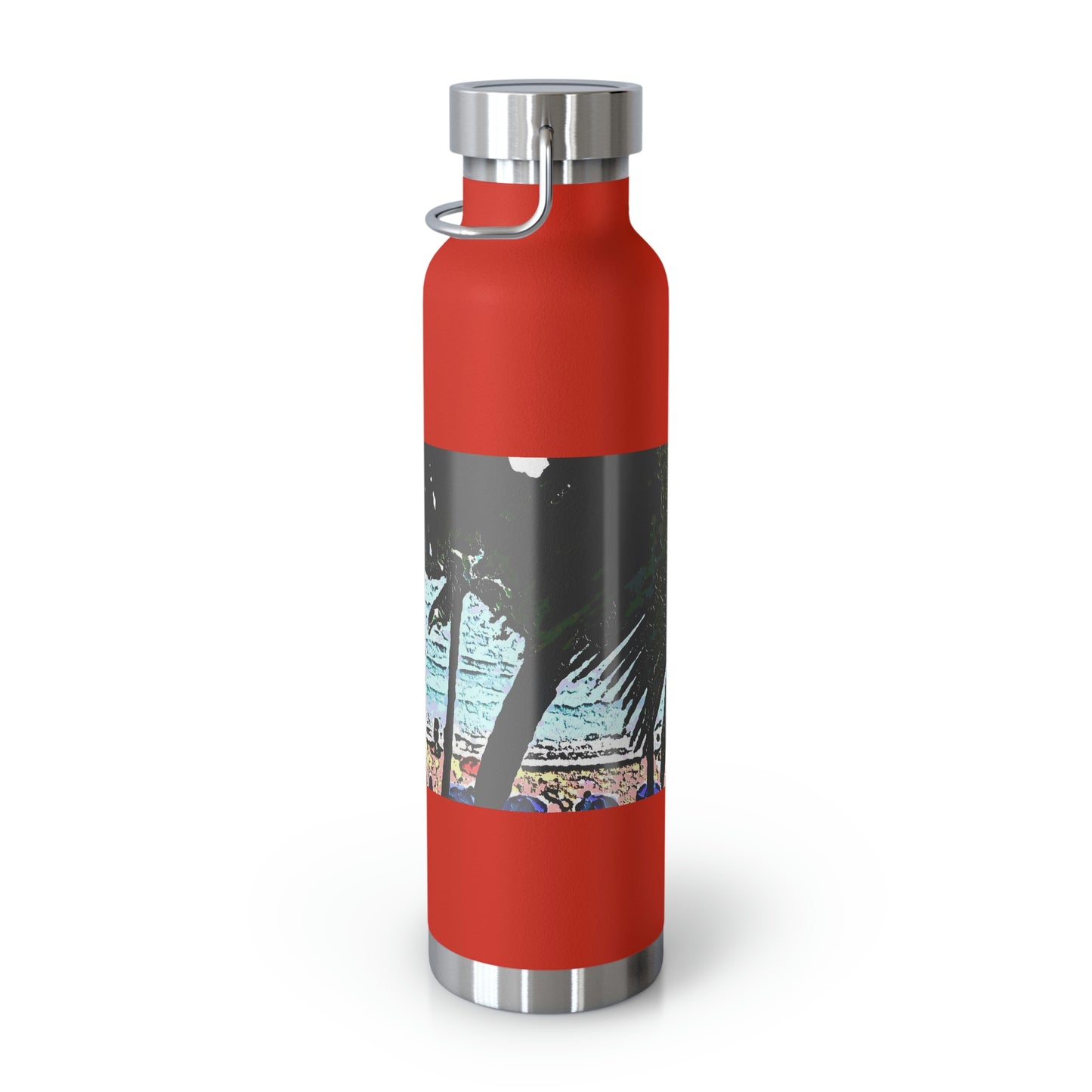 Copper Vacuum Insulated Bottle, 22oz ... "A Beautiful Beach Amongst The Palms" ... The Outrigger Waikiki, Honolulu, Oahu ... Original Works ...