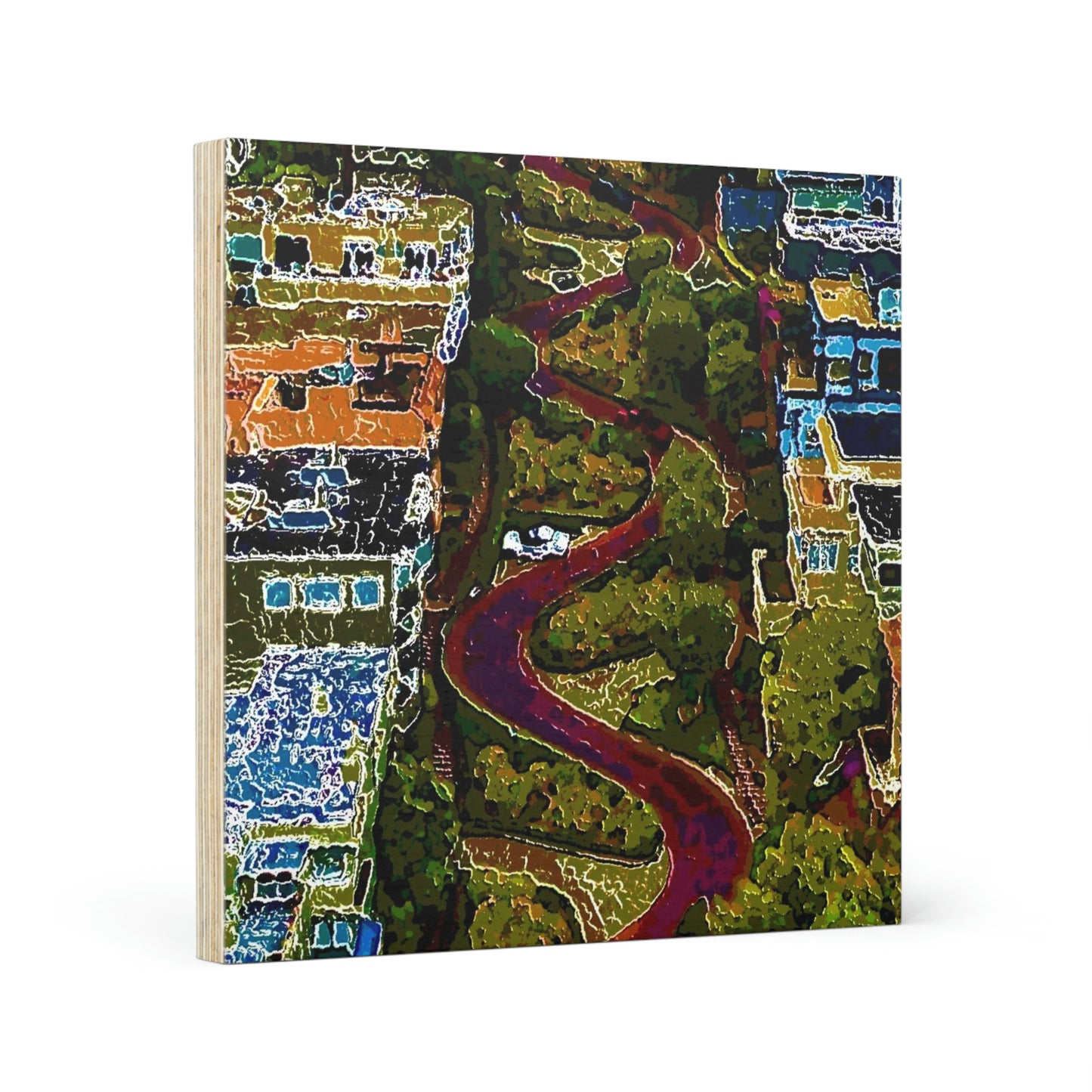 Wood Canvas ... A Crazy Street ... 'Eight Winding Curve-Switchbacks' ... "Lombard Street, San Francisco, CA' ... Family Archives: 1970's ... Original Works ...