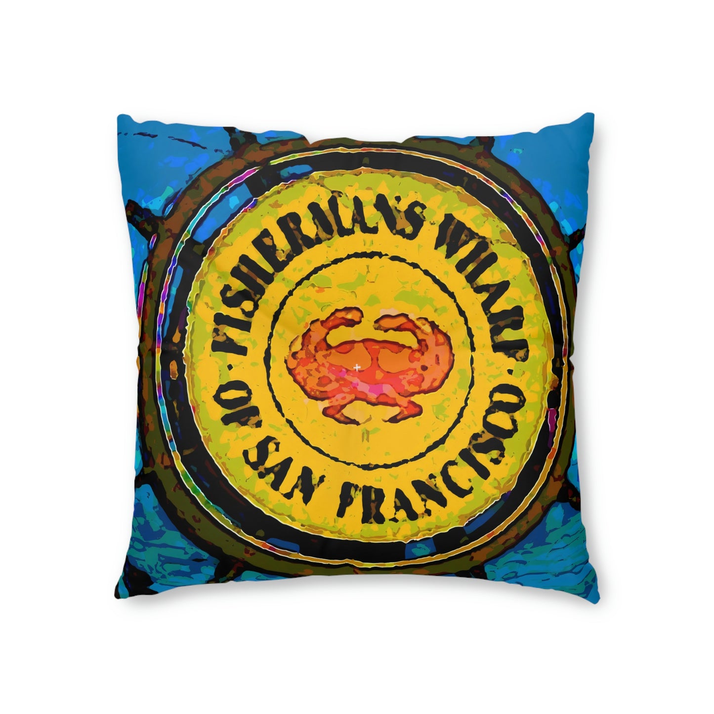Tufted Floor Pillow, Square ... "No.9 Fishermen's Grotto - Fishermen's Wharf, SF, California" ... Family Archives: 1970's ... Original Works ...
