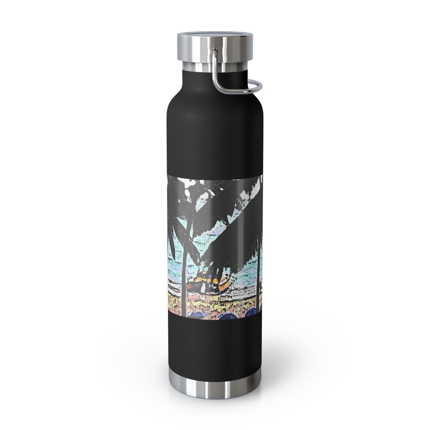 Copper Vacuum Insulated Bottle, 22oz ... "A Beautiful Beach Amongst The Palms" ... The Outrigger Waikiki, Honolulu, Oahu ... Original Works ...