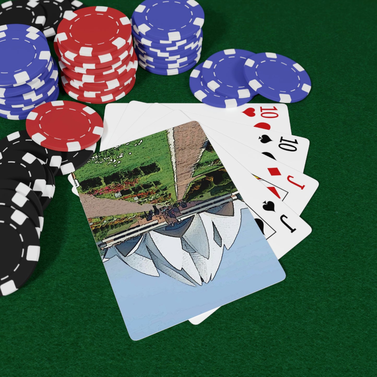 Custom Poker Cards ... 'Bahai'i House-Of-Worship' ... "Lotus Temple: Delhi, India, 2008" ... Original Works ...