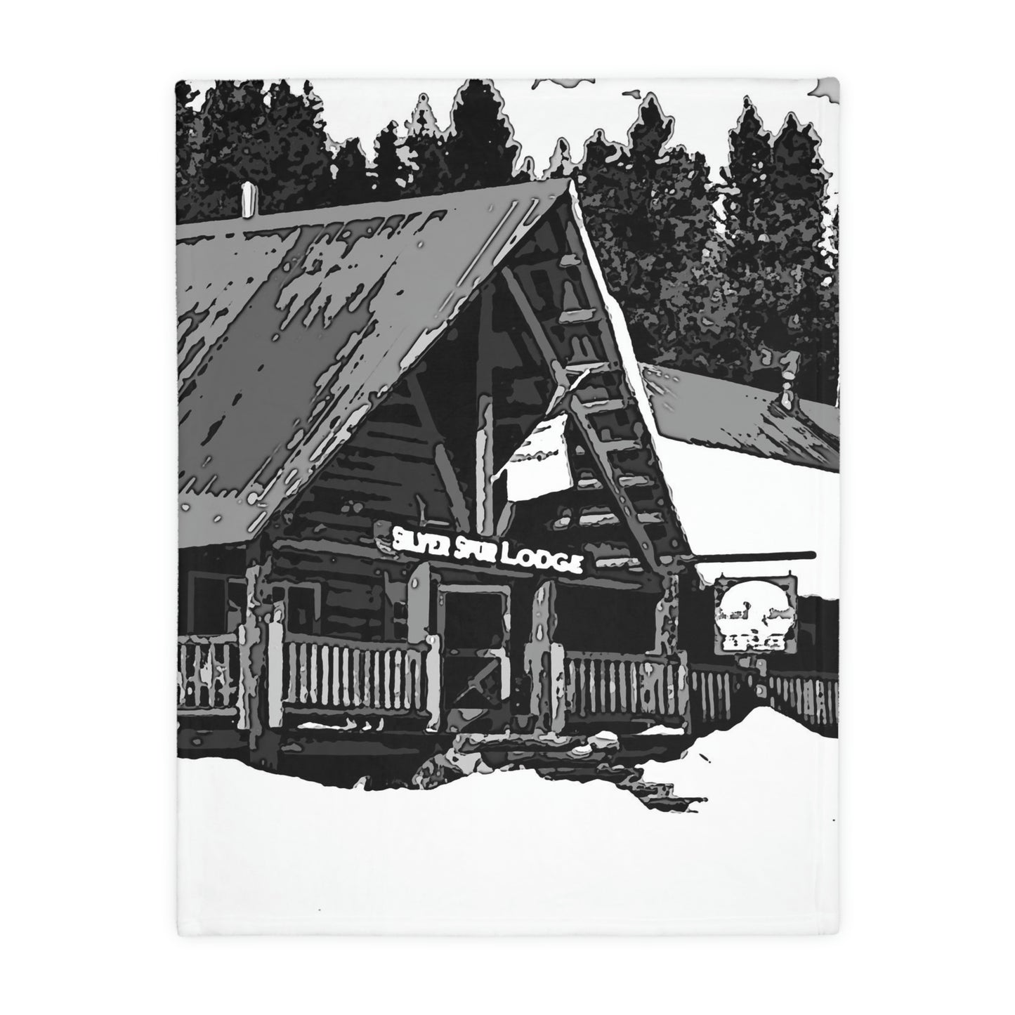 Velveteen Minky Blanket (Two-sided print) ... A Beautiful Lodge & Back-Country Outfitter In A Mountain Town ... 'Dixie, Idaho, November 2022' ... Original Works ...