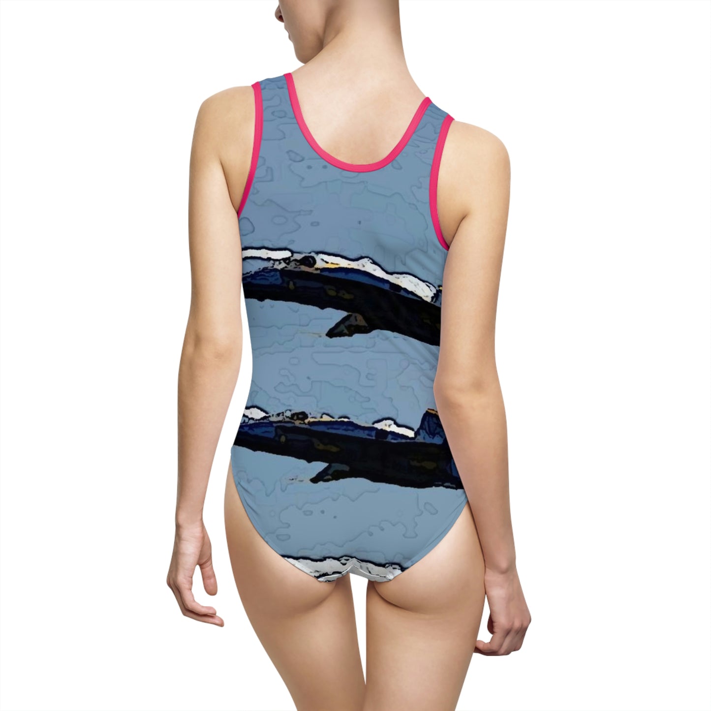 Women's Classic One-Piece Swimsuit ... Seattle Seafair ..."Blue Angels Run Over Lake Washington" ... Circa Mid 1980's ... Dr FJ Holt ... Original Works ...