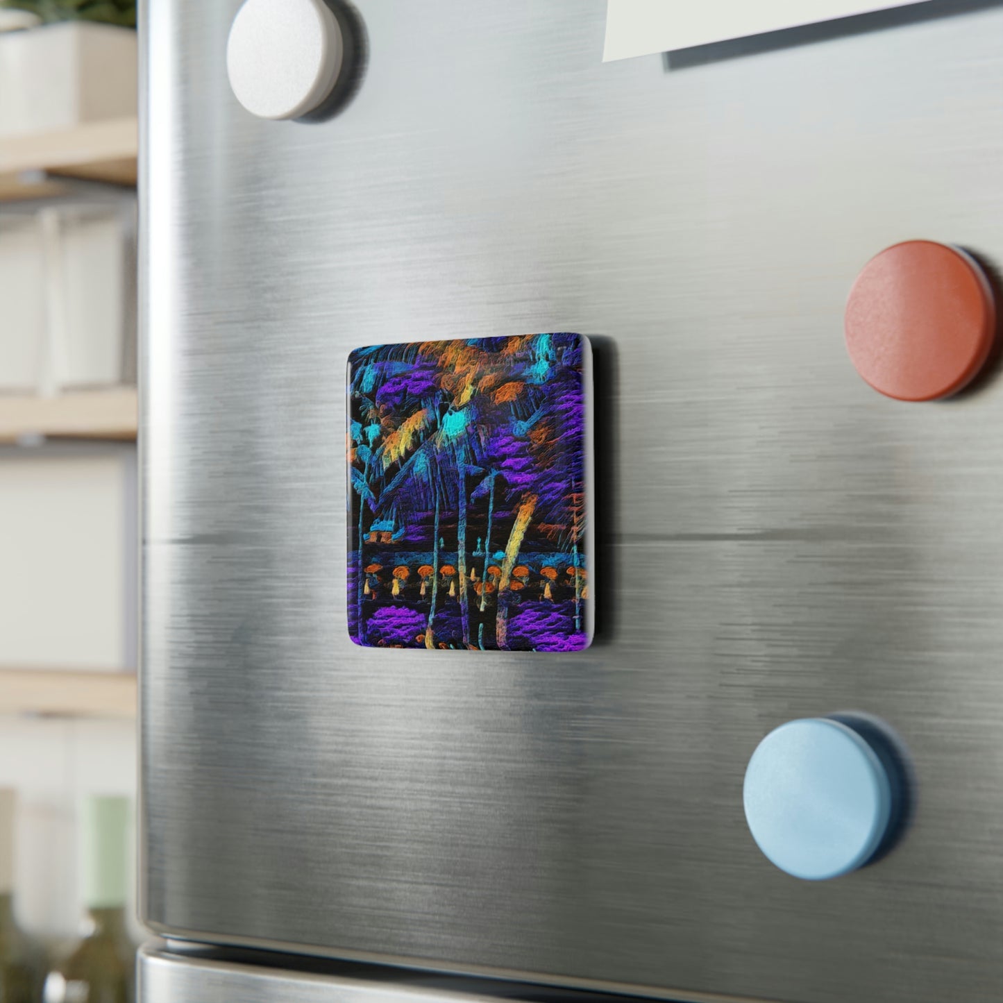 Porcelain Magnet, Square ... "The Royal Hawai'ian: Waikiki Beach_Beach" ... Honolulu, HI ... October 2014 (Halloween) ... Original Works ...