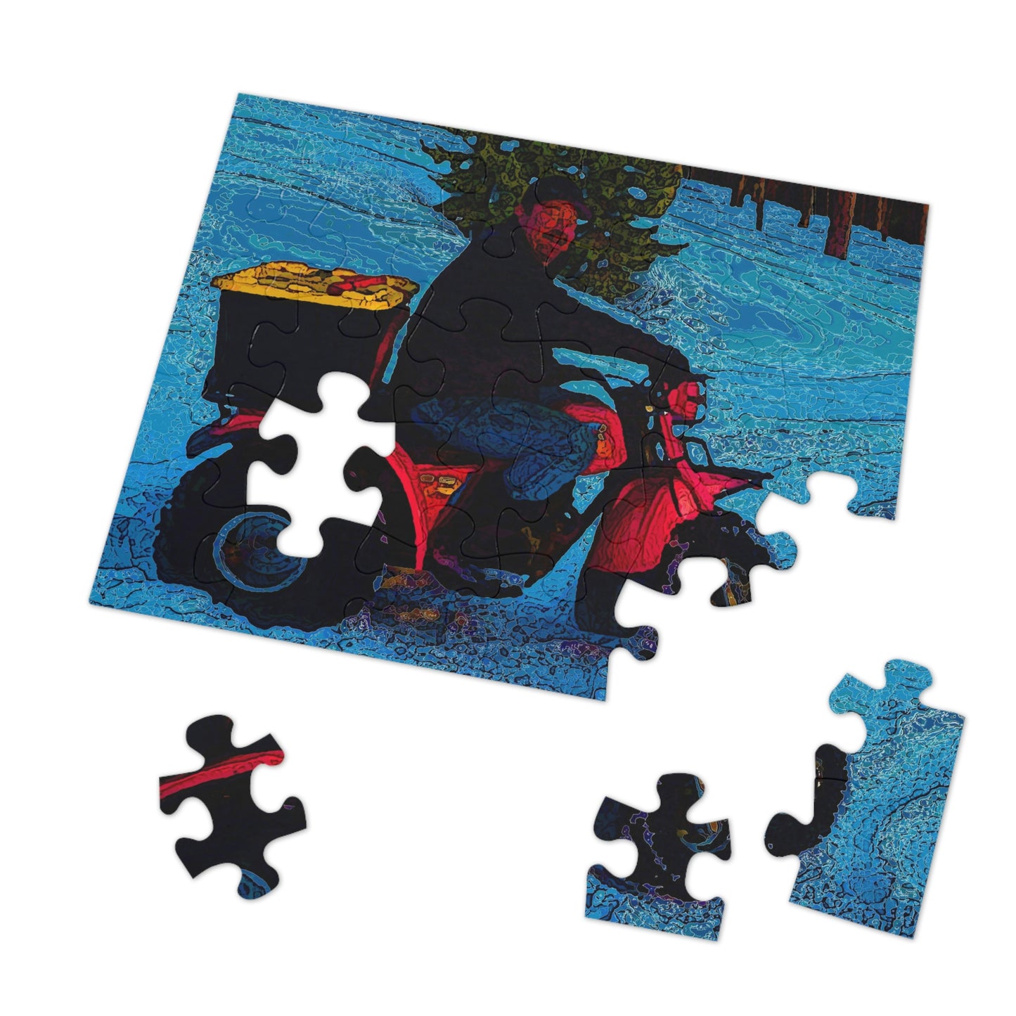 Jigsaw Puzzle (30, 110, 252, 500,1000-Piece) ... There's 2-Wheelin ... There's 4-Wheelin ... 'And-Of-Course' ... "There's 3-Wheelin-In-The-Snow" ...  Original Works ...