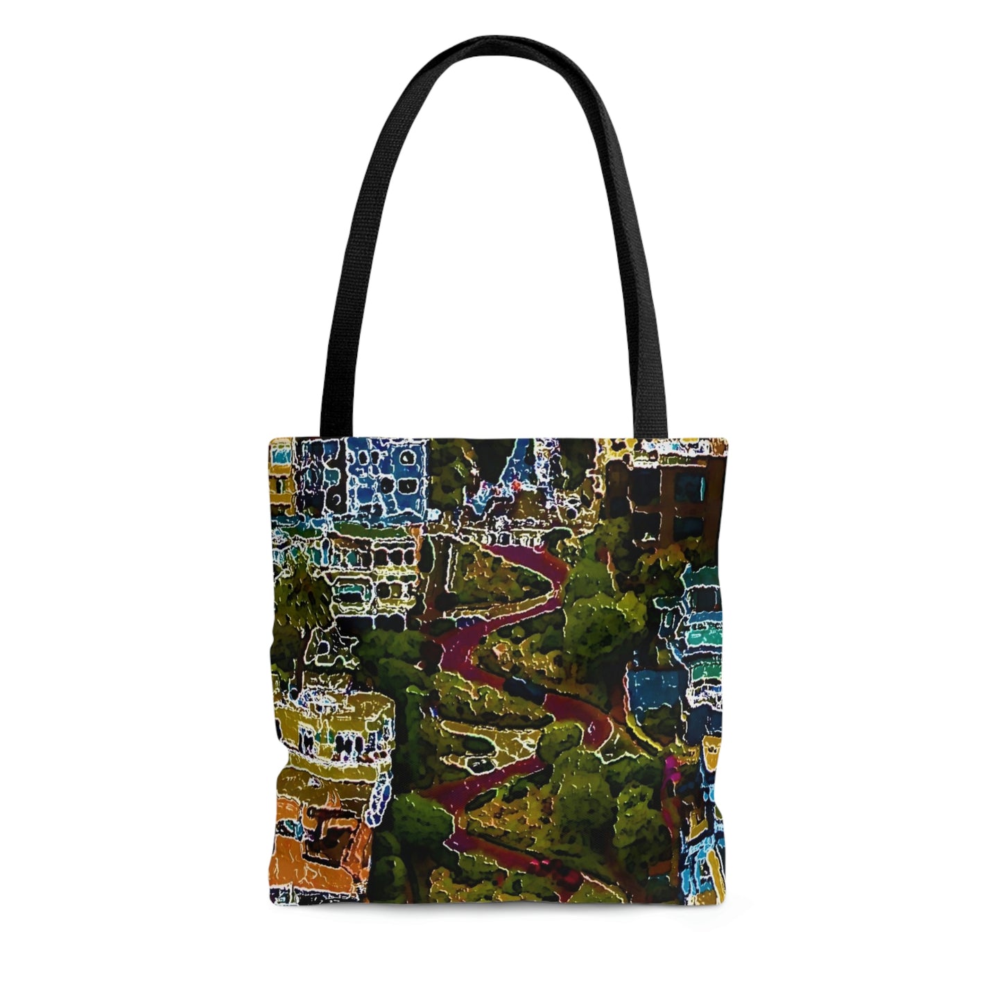 AOP Tote Bag ... A Crazy Street ... 'Eight Winding Curve-Switchbacks' ... "Lombard Street, San Francisco, CA' ... Family Archives: 1970's ... Original Works ...