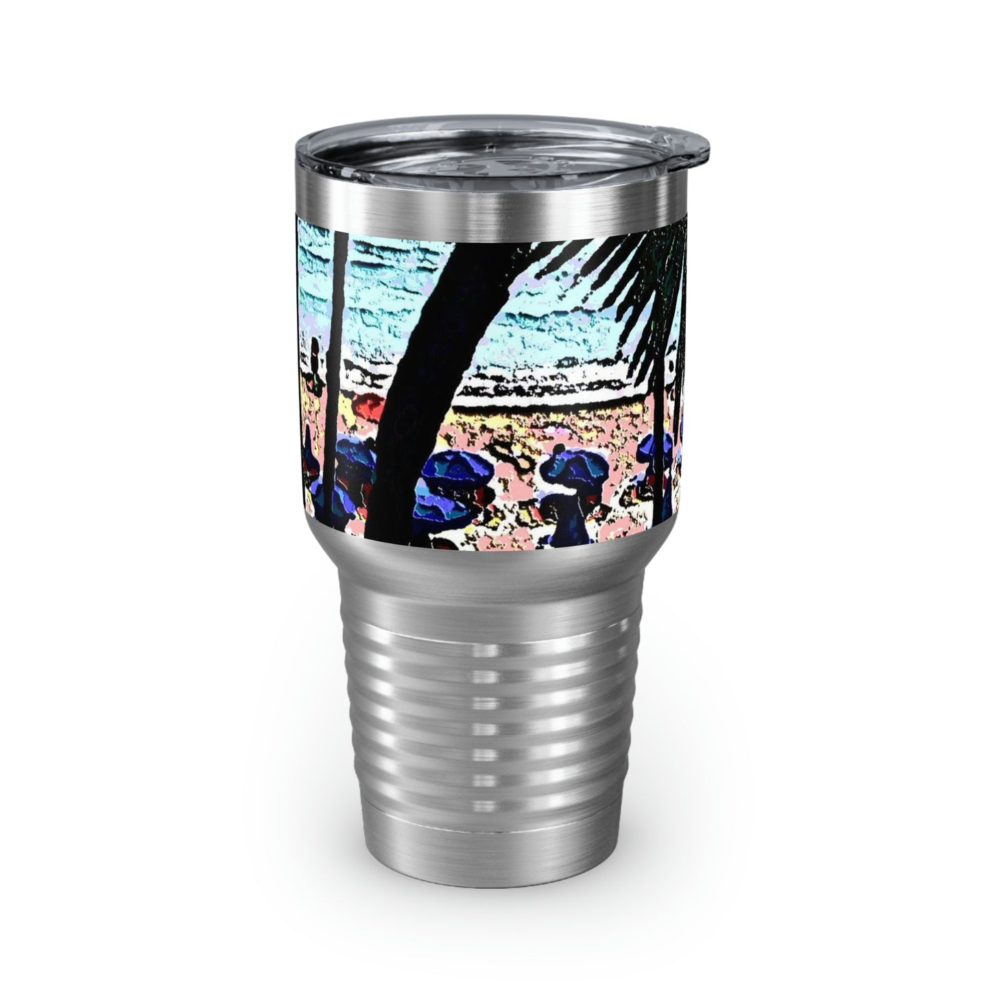 Ringneck Tumbler, 30oz ... "A Beautiful Beach Amongst The Palms" ... The Outrigger Waikiki, Honolulu, Oahu ... Original Works ...