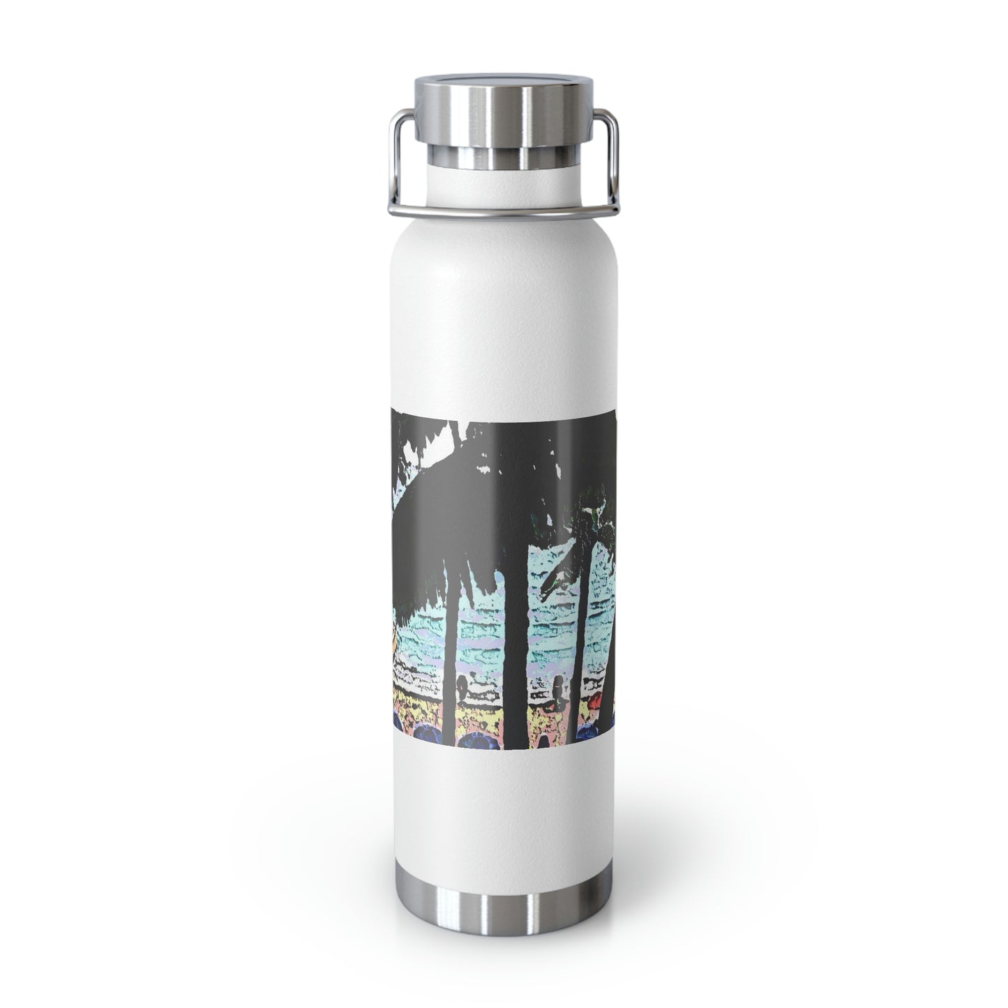 Copper Vacuum Insulated Bottle, 22oz ... "A Beautiful Beach Amongst The Palms" ... The Outrigger Waikiki, Honolulu, Oahu ... Original Works ...