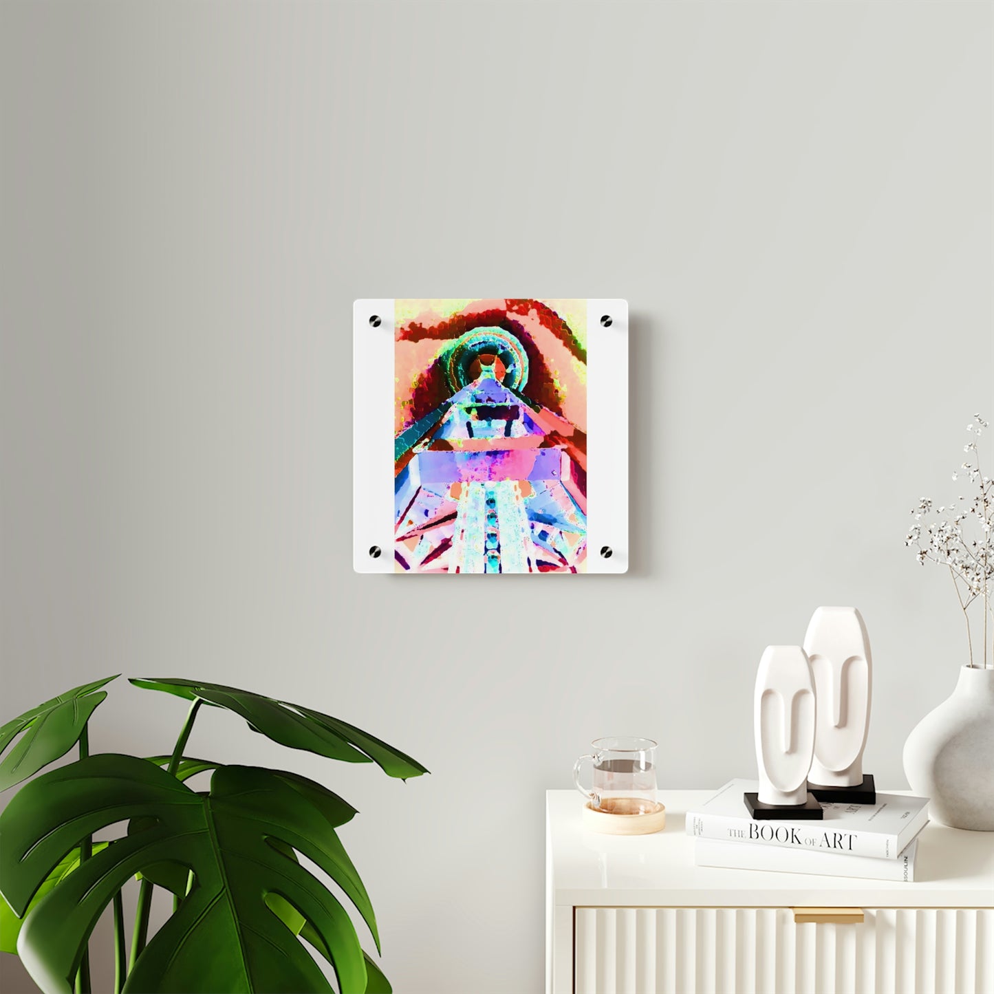 Acrylic Wall Art Panels ... "Seattle's World Fair" ... Below Space Needle 'Looking Up' ... On A Very Rainy Morning (Father's Family Photo). ... Original ...
