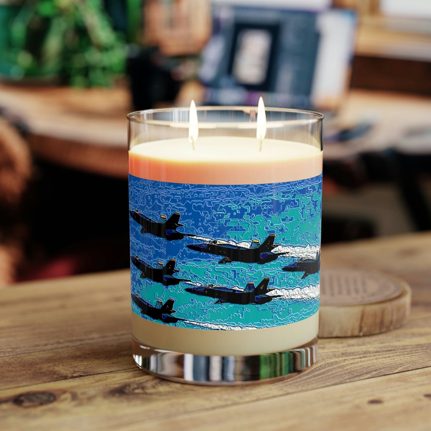 Scented Candle - Full Glass, 11oz ...  Seattle Seafair ..."Blue Angels Run Over Lake Washington" ... Circa Mid 1980's ... Dr FJ Holt ... Original Works ...