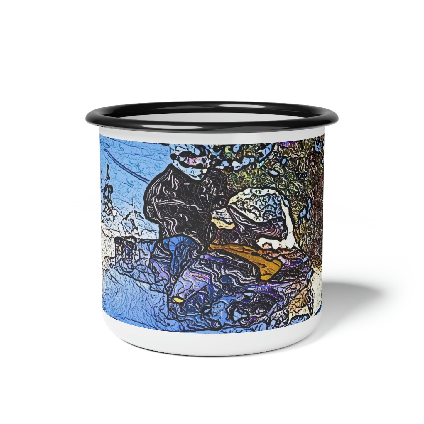 Enamel Camp Cup ... Blasting Through-The-Powder ... 'Central Idaho Mounains ... ' 2Dec22 ...