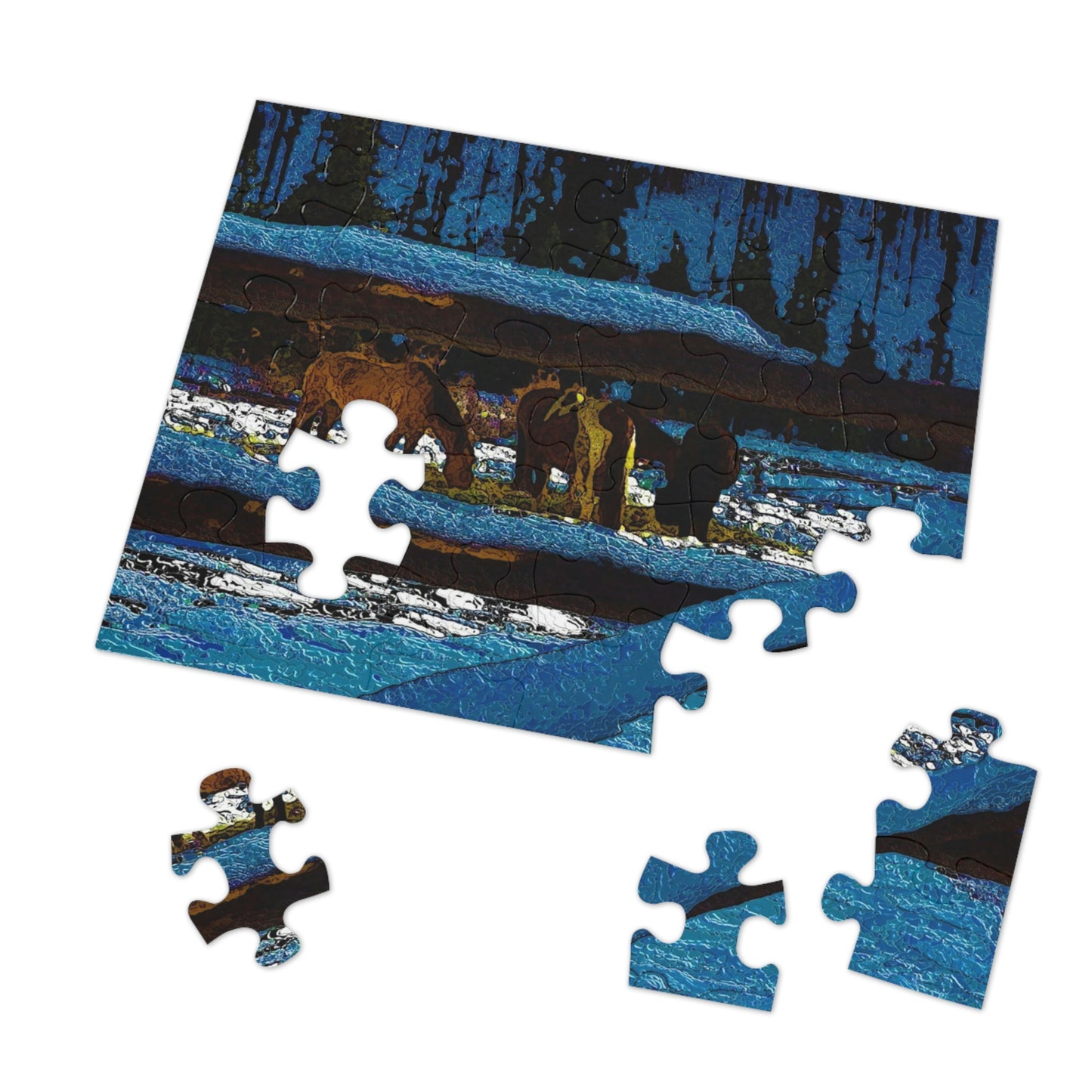 Jigsaw Puzzle (30, 110, 252, 500,1000-Piece) ... A Horse ... A Saddle ...  Foraging Through The Snow ...  An_Asses 'Cry' ... Central Idaho, November 2022 ...  Original Works ...