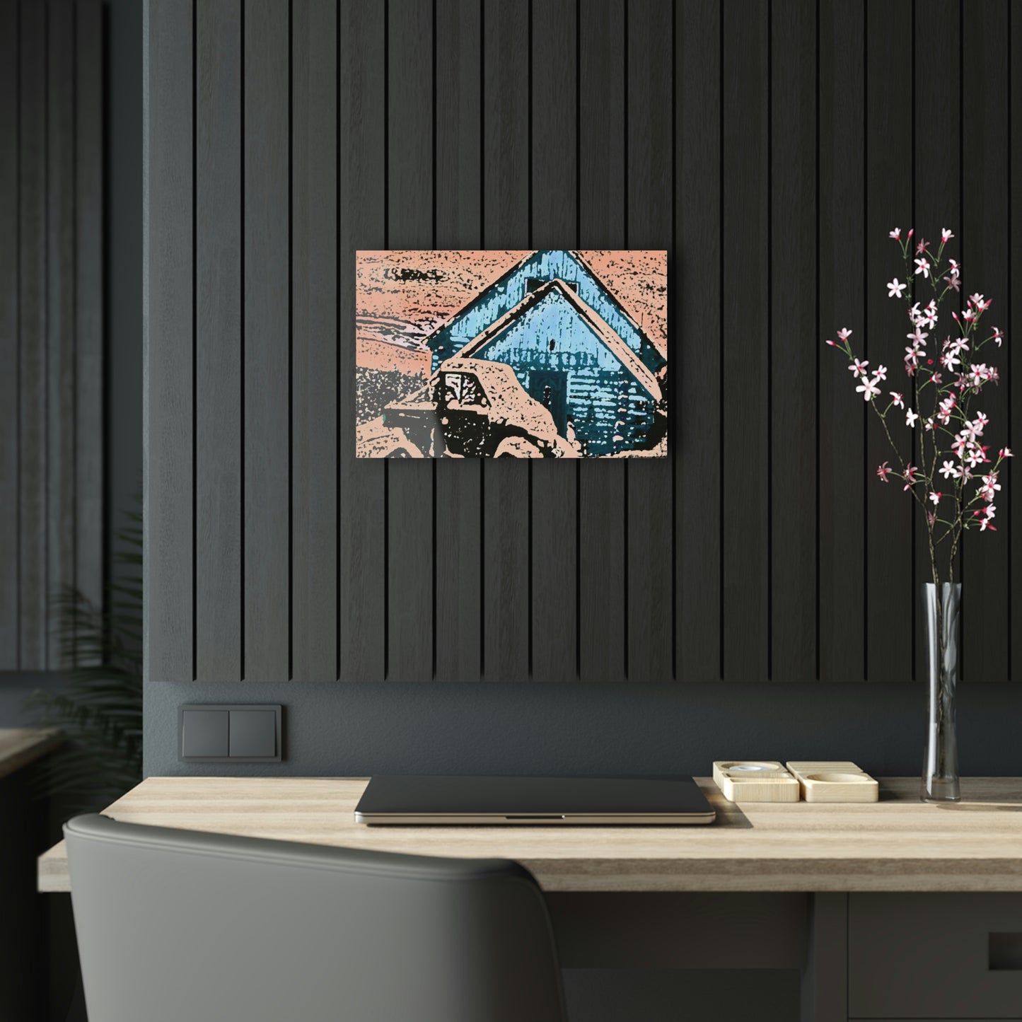 Acrylic Prints ... After An Intense Snow Storm ... 'Digging Out' ... A Vehicle & Cabin "In The Mountains" ... March 2023 ... Original Works ...