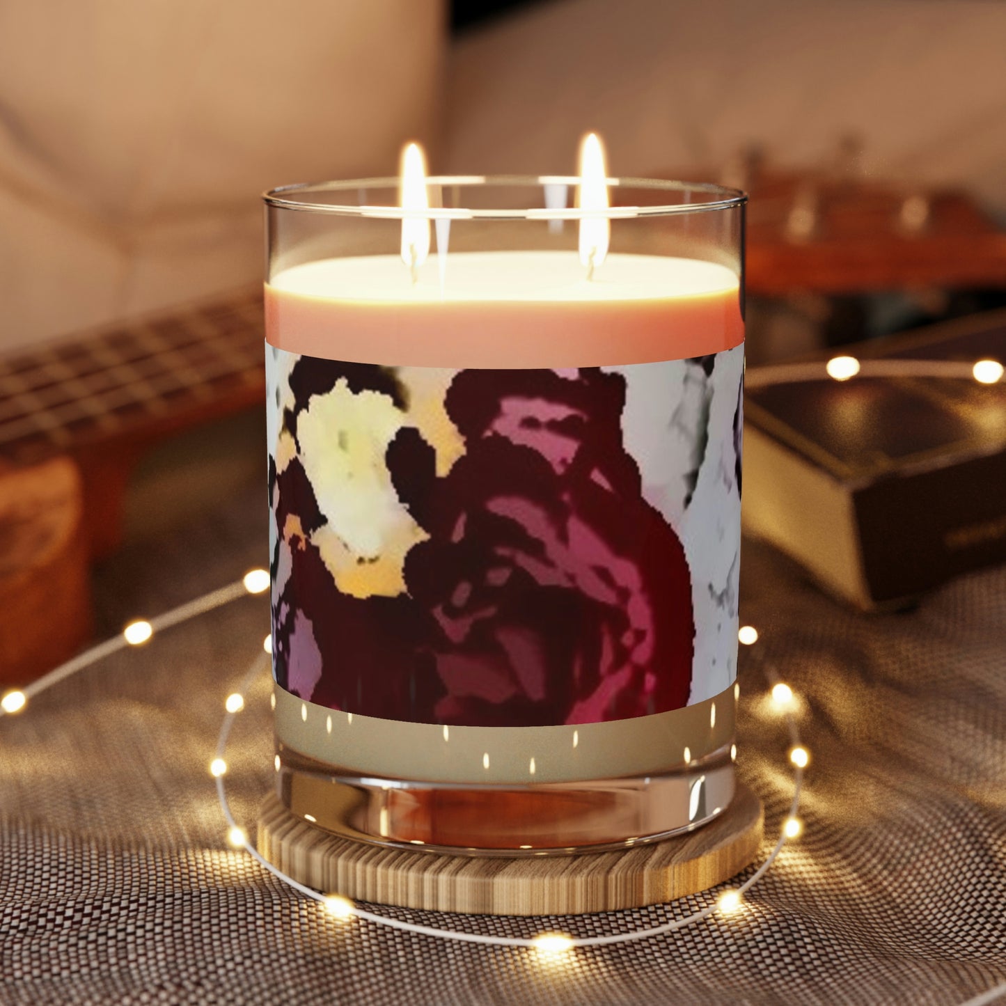 Scented Candle - Full Glass, 11oz ... "A Friendly Flower" ... Pointsettia 'Pointing' ... Original Works ... (Supplied Photograph) ...