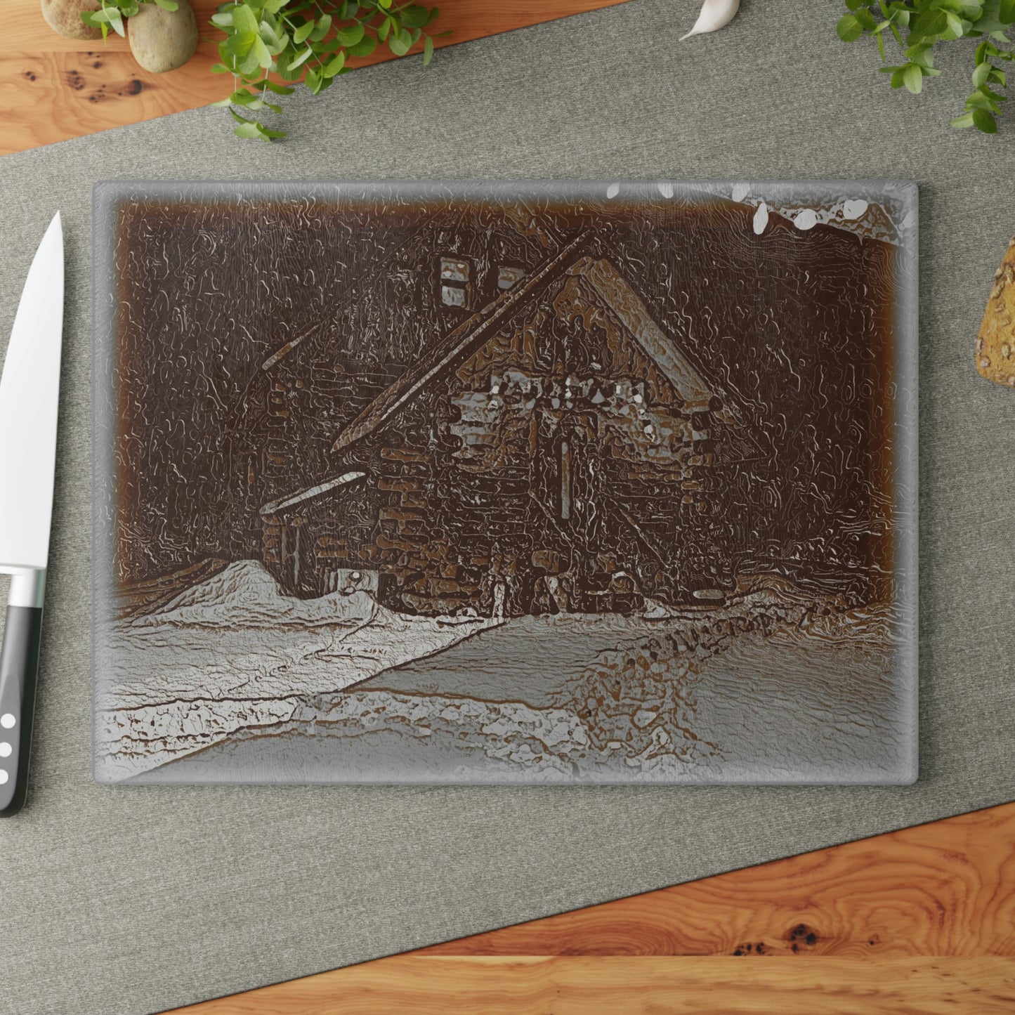 Glass Cutting Board ..."A Stormy Thanksgiving Celebration In-The-Mountains"