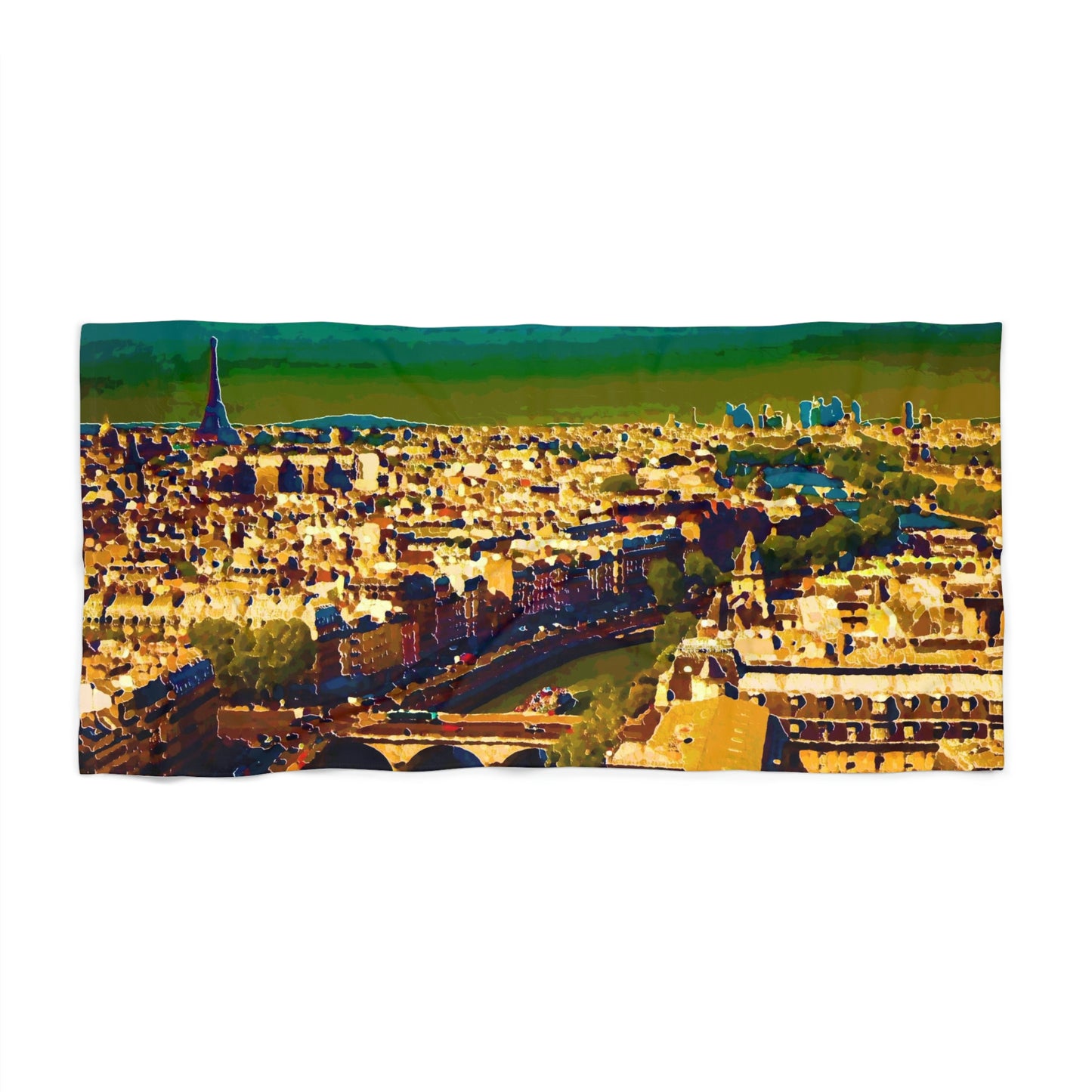 Beach Towel ...  Au Paris ... "Along The River Seine" ... Barbara Joan Bonnel-Holt: 1972 ... Original Works ...