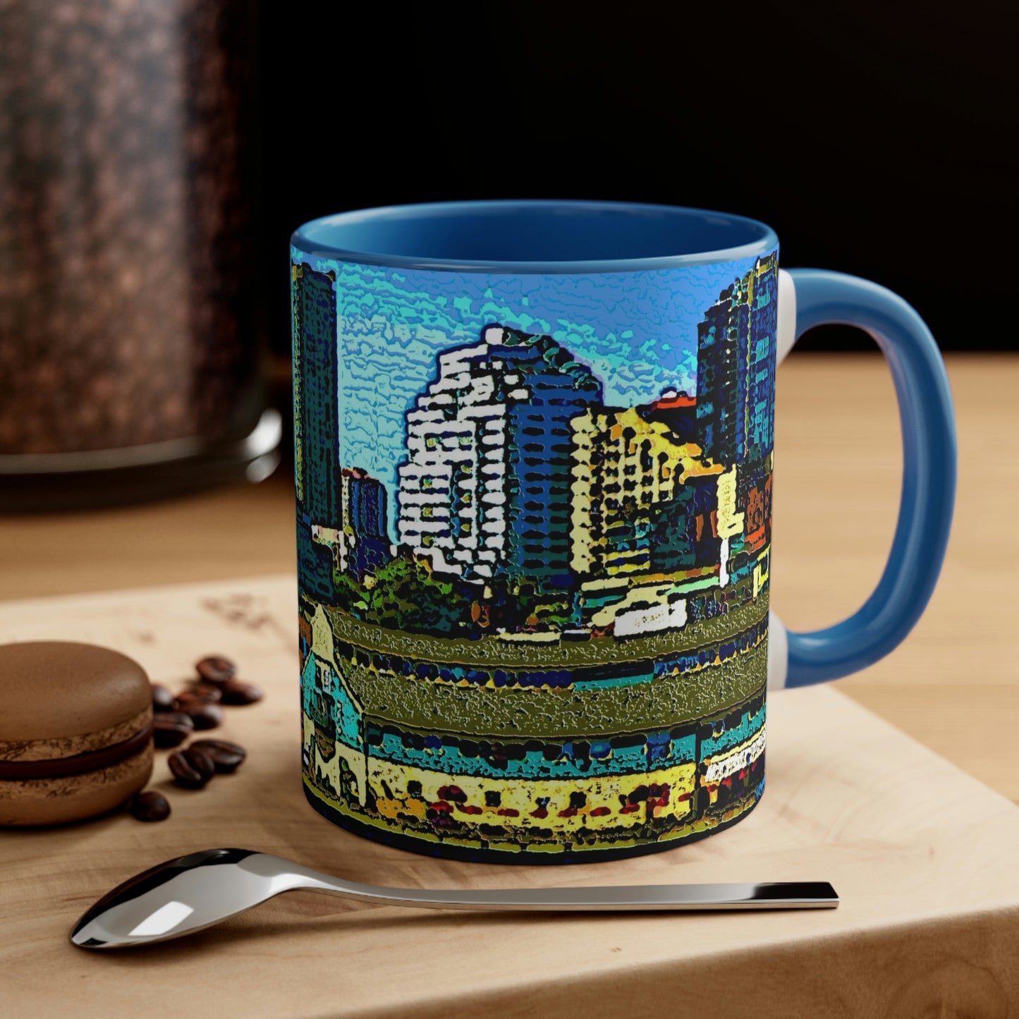 Accent Coffee Mug, 11oz ... That Classic Wheel ... 'Seattle's Wheel' ... & An Old Classic Waterside Vendors ...  'Family Archives' ... Original Works ...