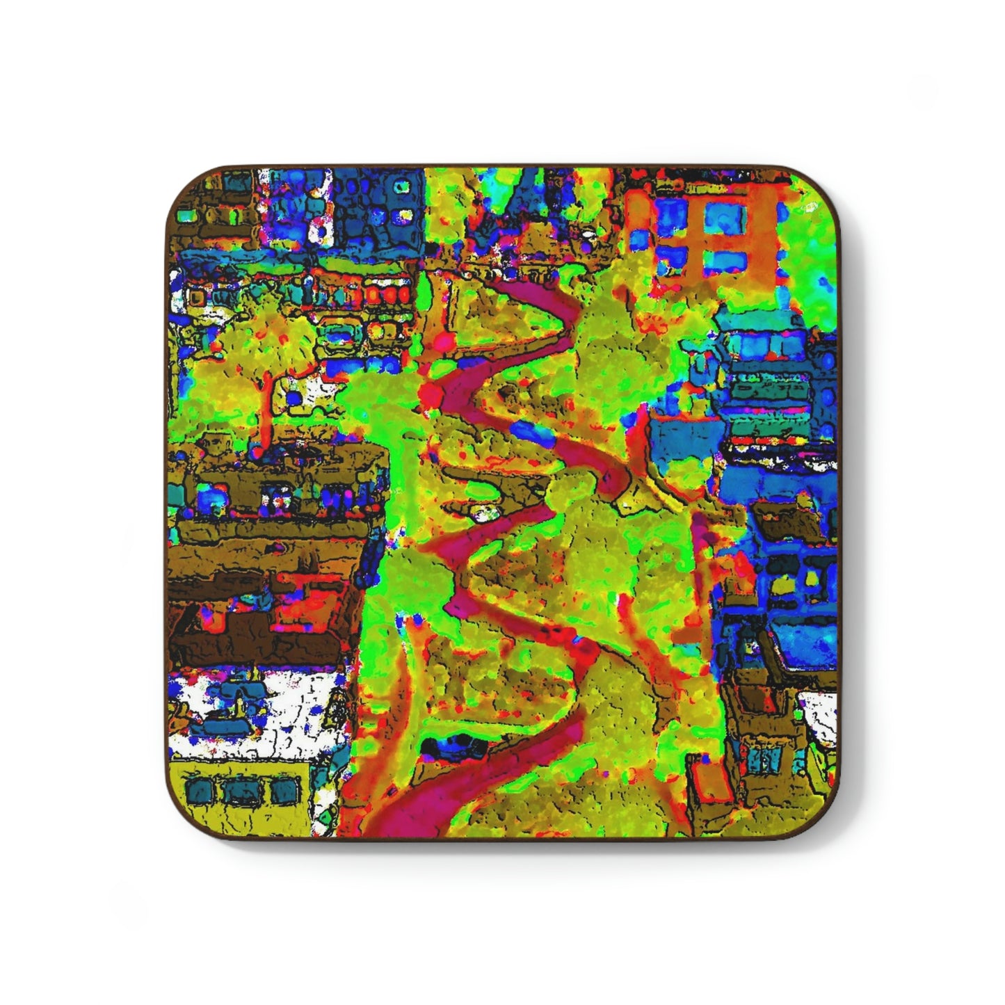Hardboard Back Coaster ... A Crazy Street ... 'Eight Winding Curve-Switchbacks' ... "Lombard Street, San Francisco, CA' ... Family Archives: 1970's ... Original Works ...