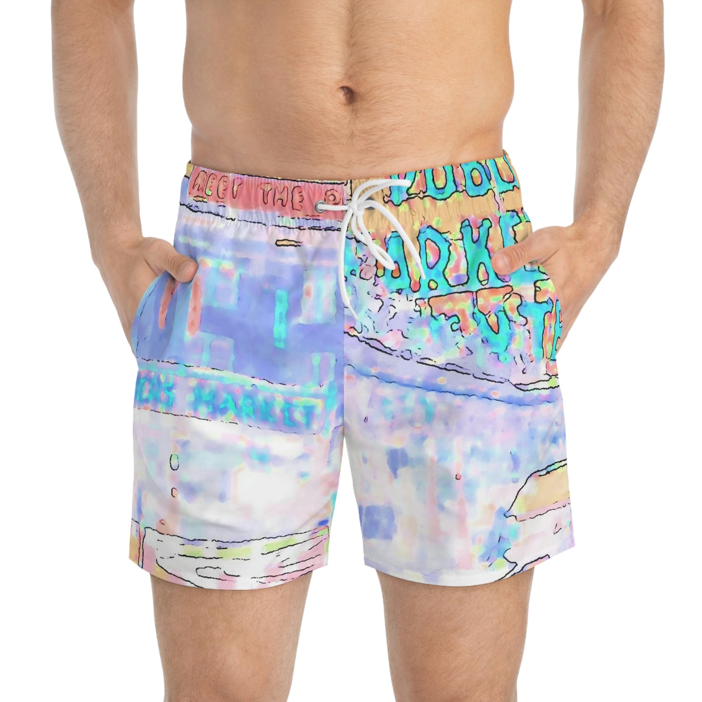 Swim Trunks ... In The Warm Weather ... 'Enjoy These "Whilst" ... At PPM: Pike Place Market ... "Enjoying That World Famous Hot Cup Of Maket Spice Tea" ...