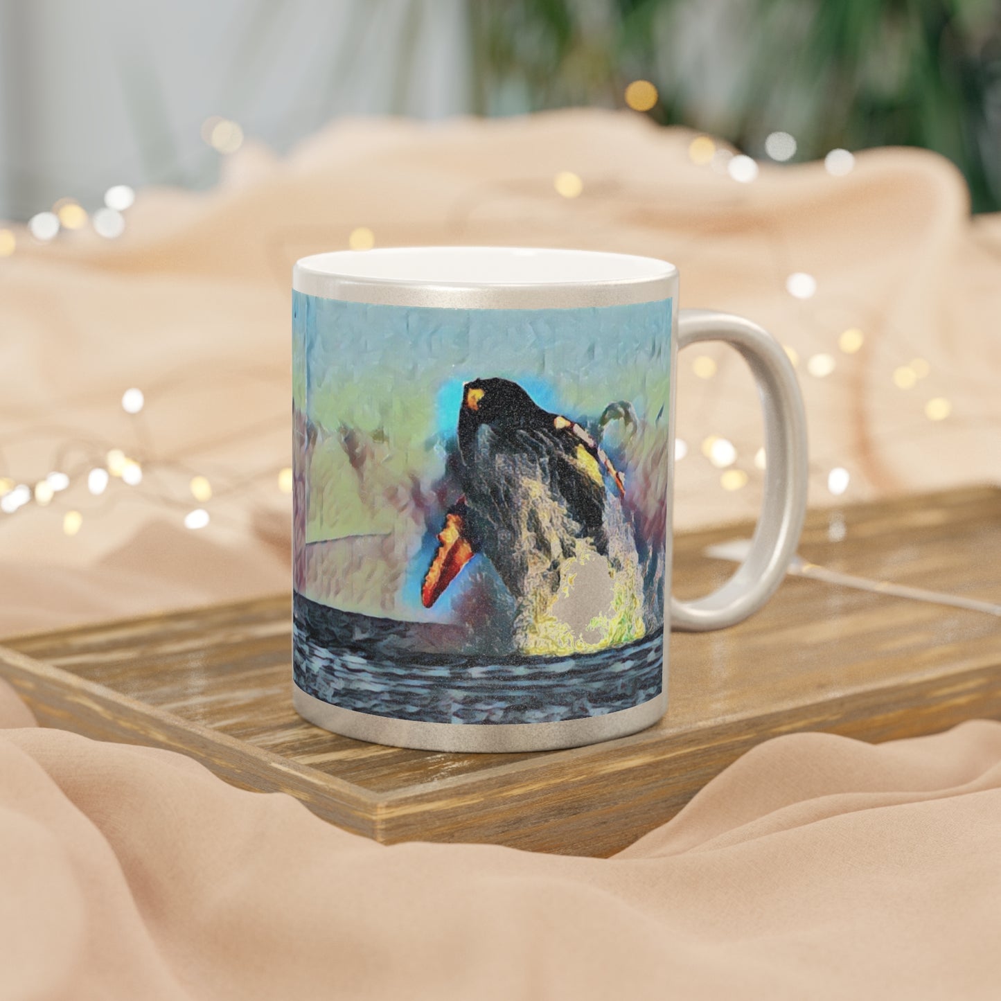 Metallic Mug (Silver\Gold) ... An Extraordinary Humpback Breach ... 'With Explosive Energy' ... Family Archives (KPH) ... Circa: 21st Century. Maui, HI ... Original Works ...