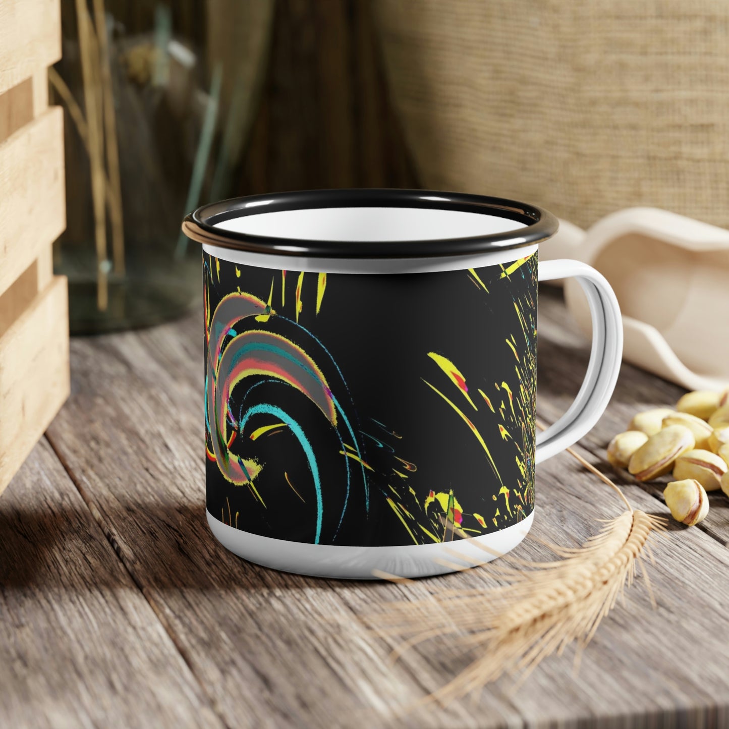 Enamel Camp Cup ... "Waning Moon" ... Central Idaho ... October 2022 ... Rendering Time: 22 Hours ... Original Works ...