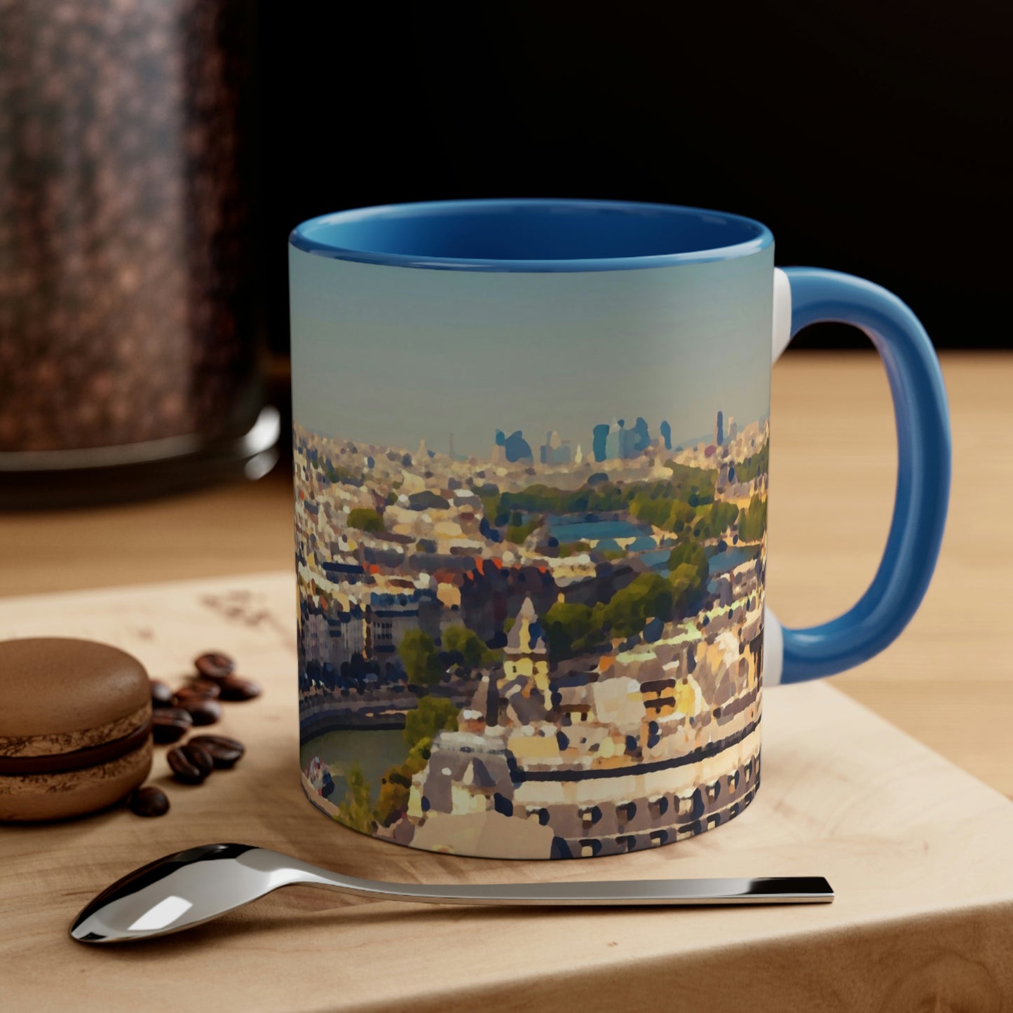 Accent Coffee Mug, 11oz ... Au Paris ... "Along The River Seine" ... Barbara Joan Bonnell-Holt: 1972 ... Original Works ...