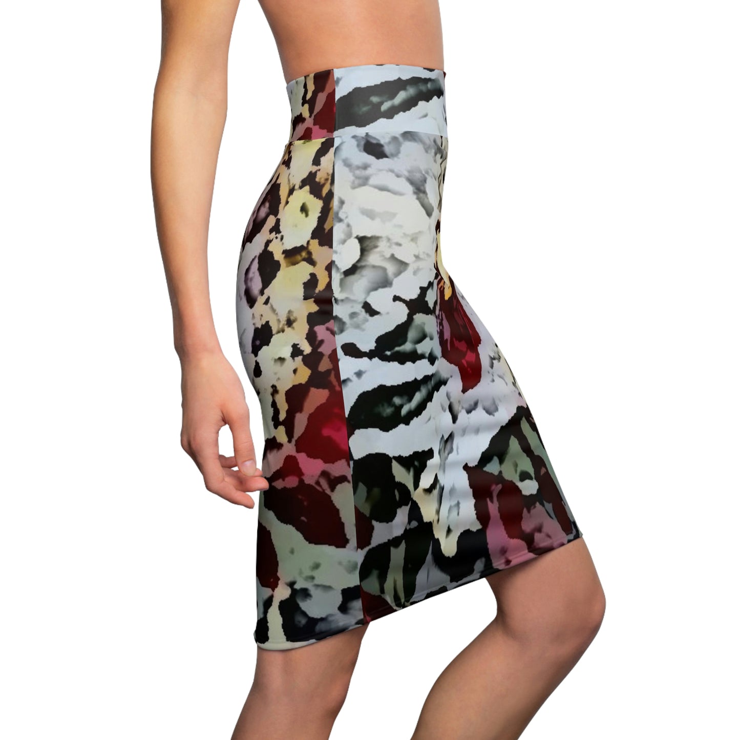 Women's Pencil Skirt ... "A Friendly Flower" ... Pointsettia 'Pointing' ... Original Works ... (Supplied Photograph) ...