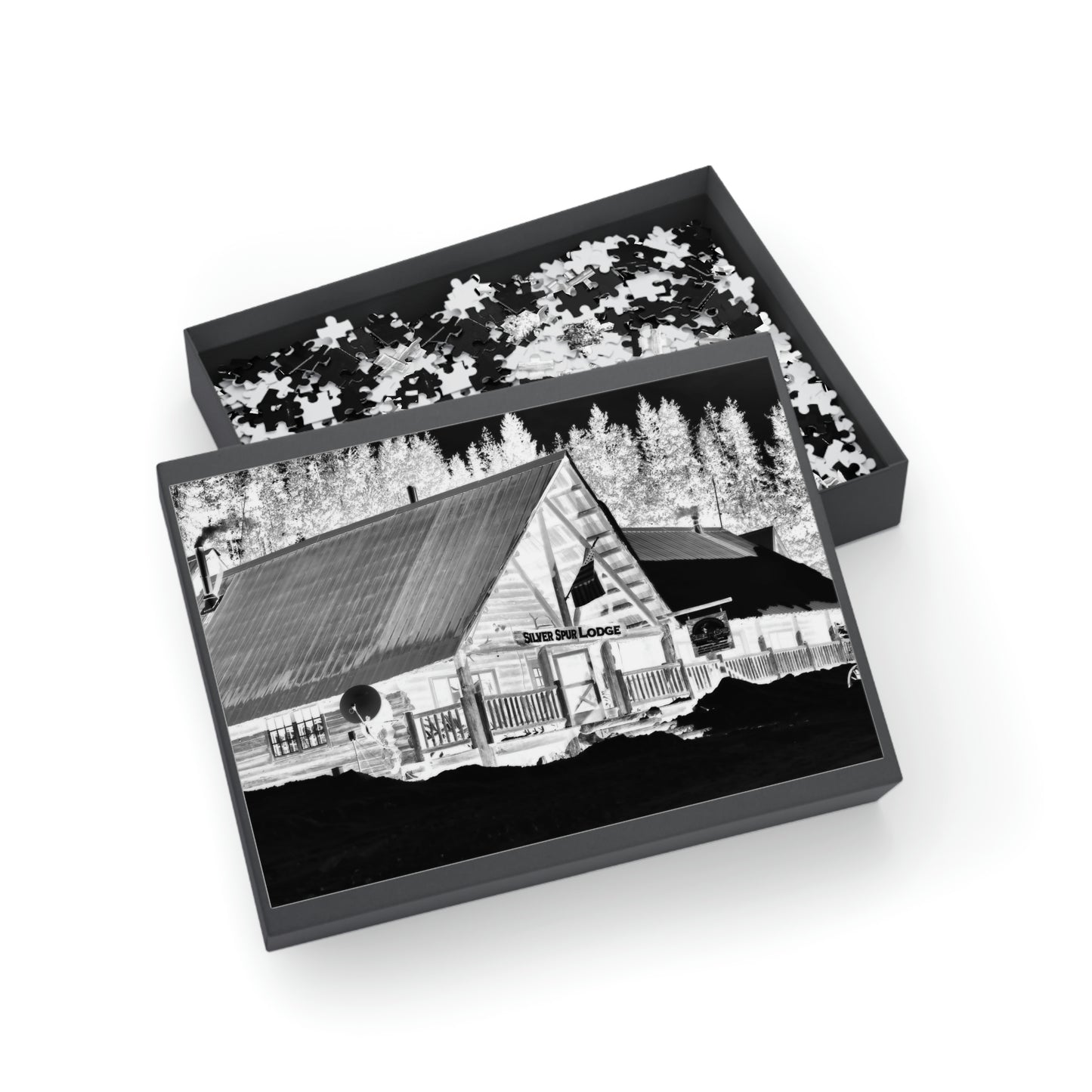 Puzzle (96, 252, 500, 1000-Piece) ... A Beautiful Lodge & Back-Country Outfitter In A Mountain Town ... 'Dixie, Idaho, November 2022' ... Original Works ...