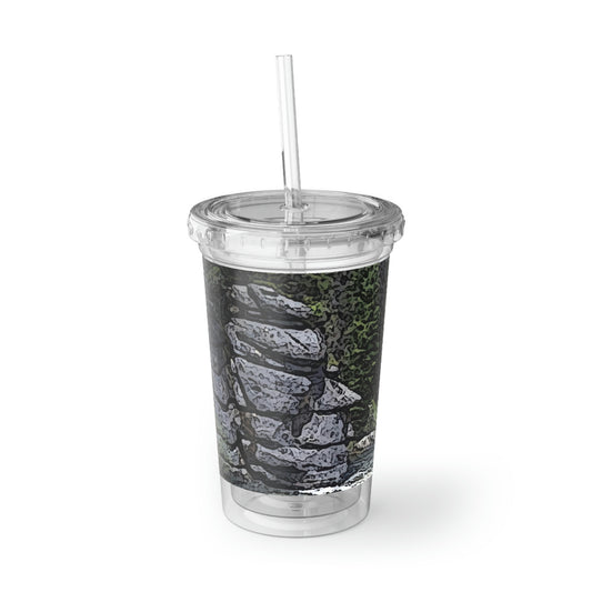 Suave Acrylic Cup ..."I Am Innocent" ... Tricky-Dick Immortalized ... Nixon Rock: Along The River ... Central Idaho, Summer 2020 ... Original Works ...