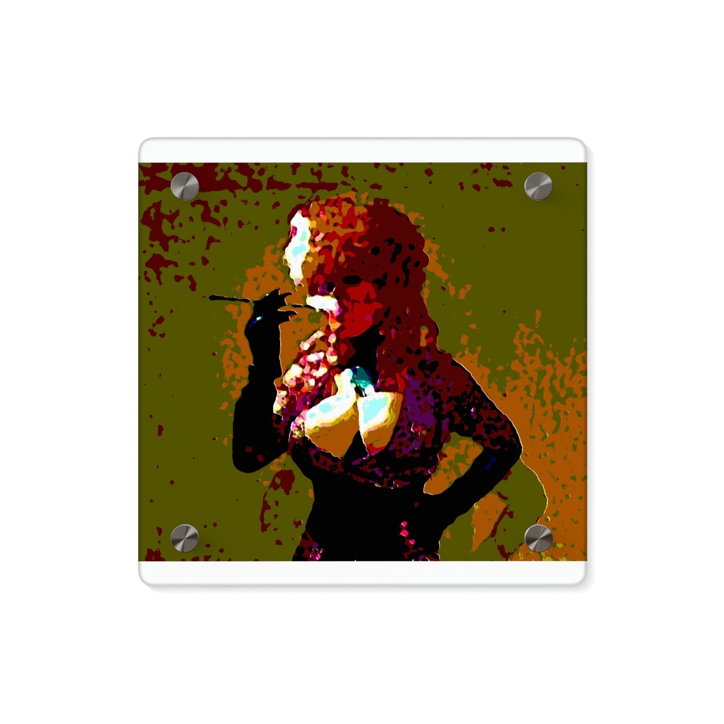 Acrylic Wall Art Panels ...  A Colleague Overseas ... 'Enjoying A Fag' ... Original Works ... "April Fools 2023" ... Hot-Tranny-Smoke ...