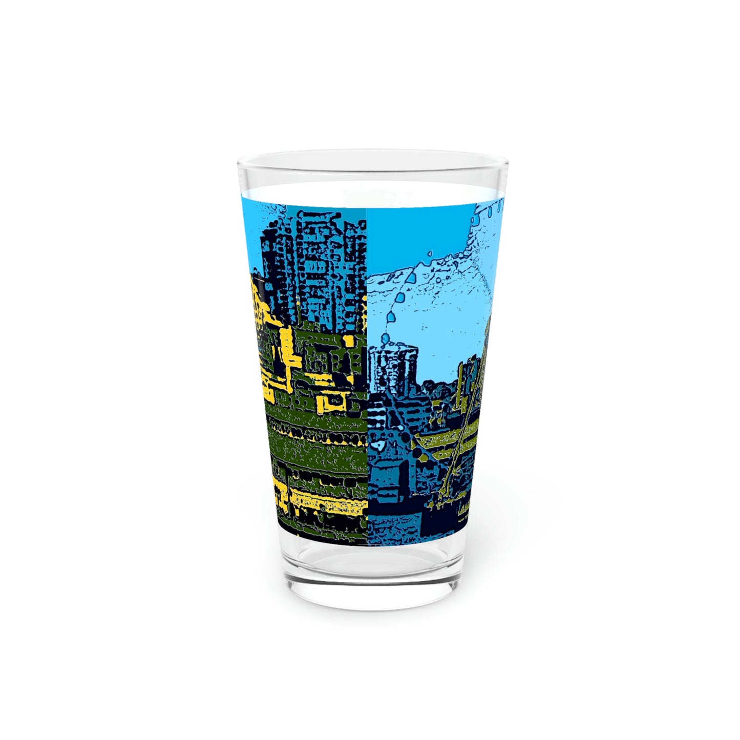 Pint Glass, 16oz ... That Classic Wheel ... 'Seattle's Wheel' ... & Old Classic Waterside Vendors ...  'Family Archives' ... Original Works ...