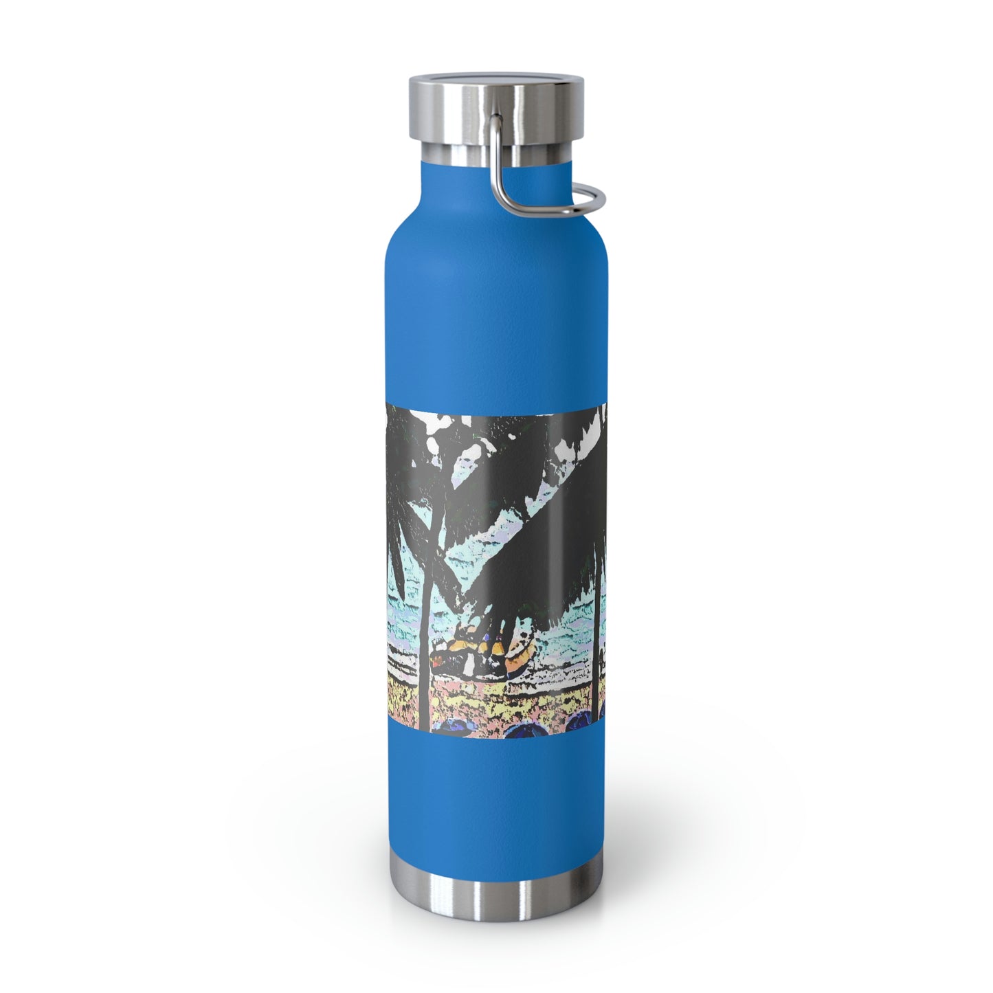 Copper Vacuum Insulated Bottle, 22oz ... "A Beautiful Beach Amongst The Palms" ... The Outrigger Waikiki, Honolulu, Oahu ... Original Works ...