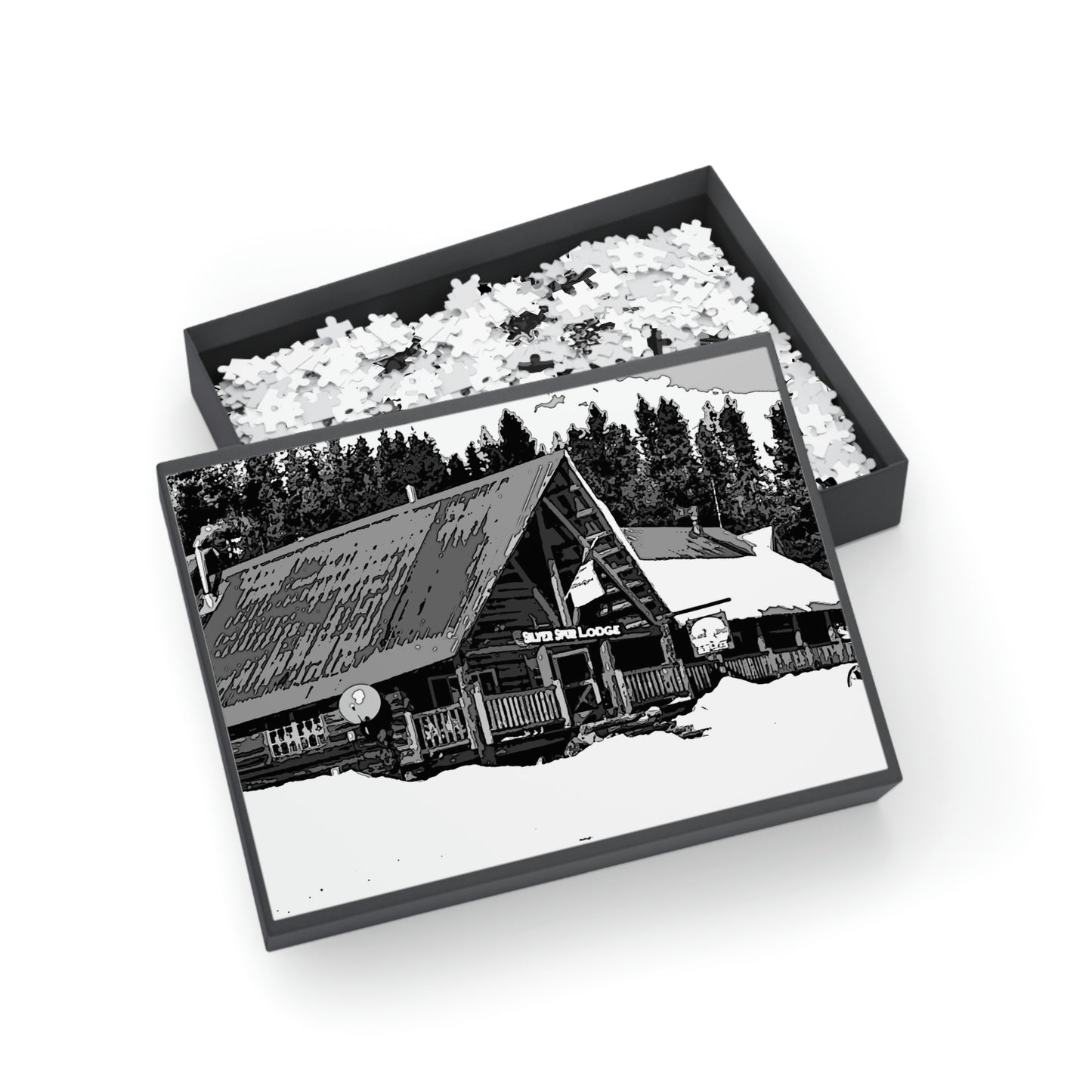 Puzzle (96, 252, 500, 1000-Piece) ... A Beautiful Lodge & Back-Country Outfitter In A Mountain Town ... 'Dixie, Idaho, November 2022' ... Original Works ...