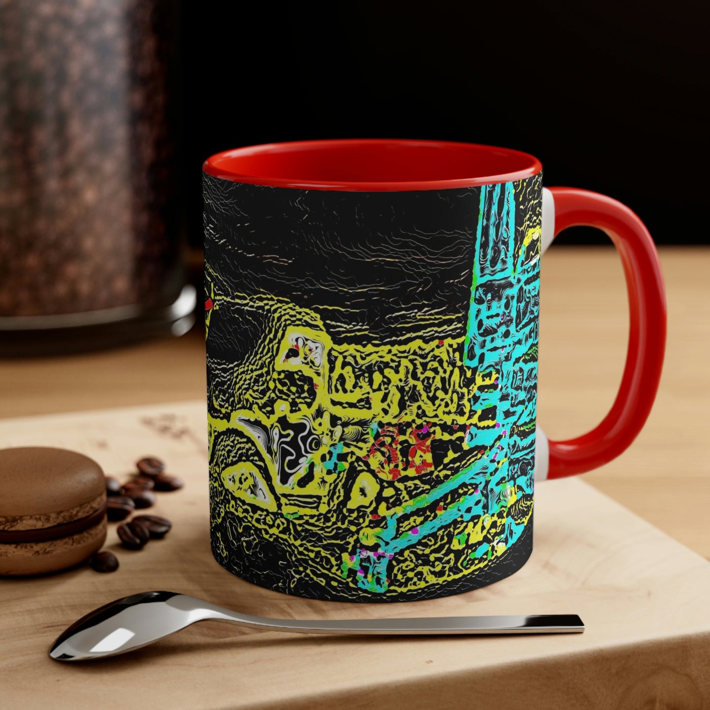 Accent Coffee Mug, 11oz ... "Snow Vehicle In Snow Storm At-Rest" ... Circa 12Mar23 ... Central Idaho ... 18-Hours Rendering Time: Original Works ...