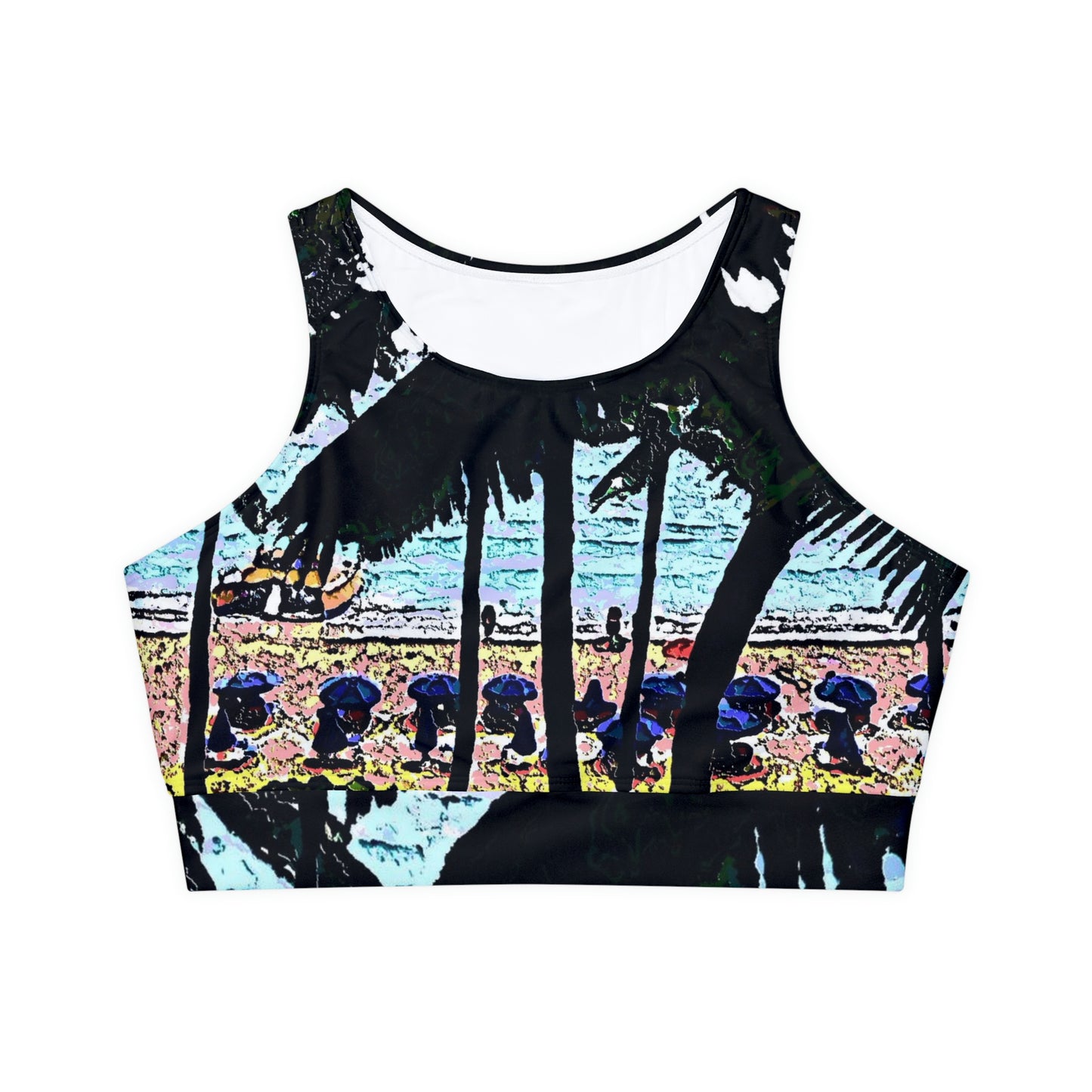 Fully Lined, Padded Sports Bra ...  "A Beautiful Beach Amongst The Palms" ... The Outrigger Waikiki, Honolulu, Oahu ... Original Works ...