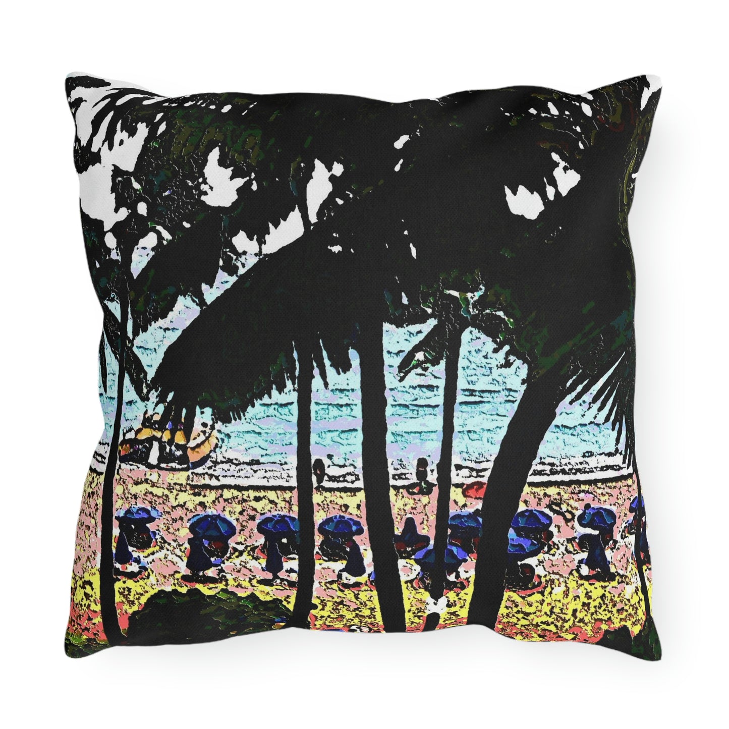 Outdoor Pillows ... "A Beautiful Beach Amongst The Palms" ... The Outrigger Waikiki, Honolulu, Oahu ... Original Works ...